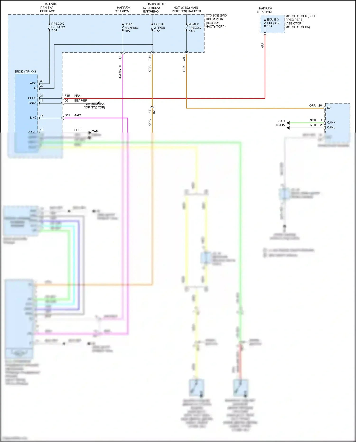 Tacoma Toyota III (2015-2023): Электросхема складной крыши/люка 