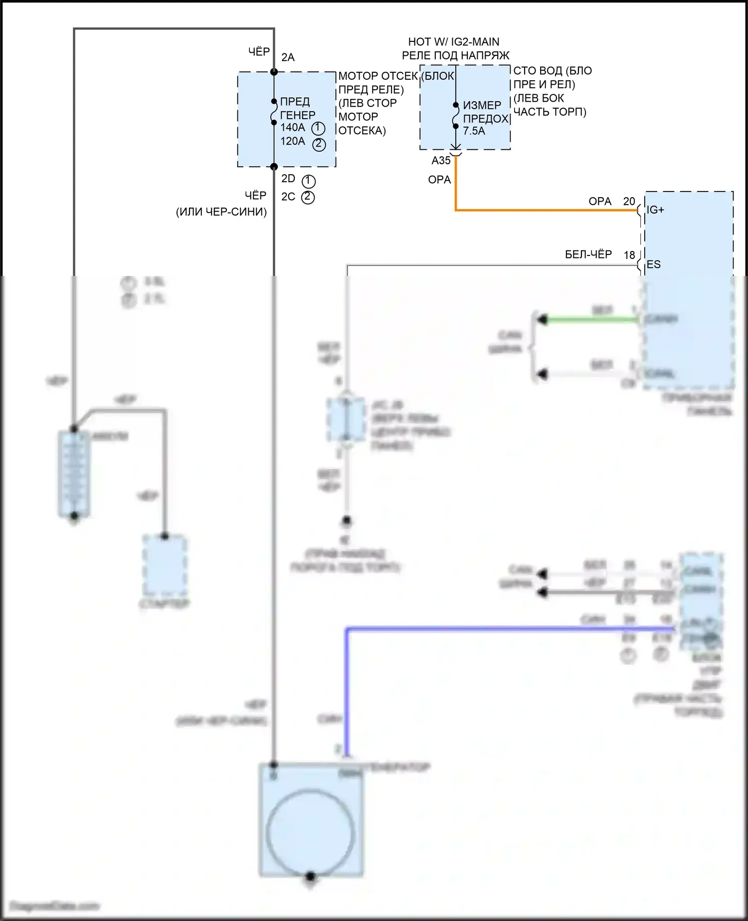 Tacoma Toyota III (2015-2023): Электросхема генератора 