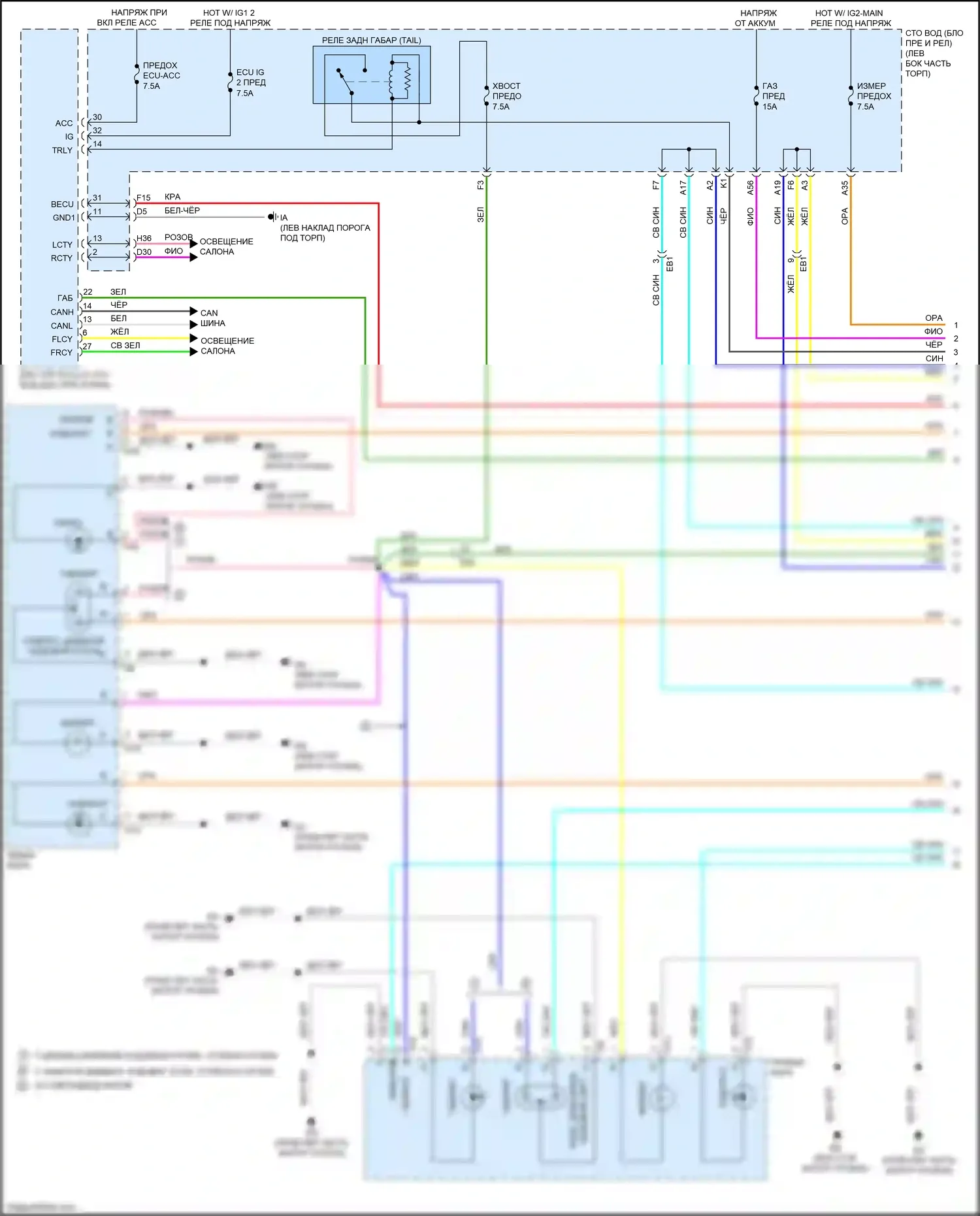 Tacoma Toyota IV (2023-2024): Электросхема фар и фонарей (1 из 3) 