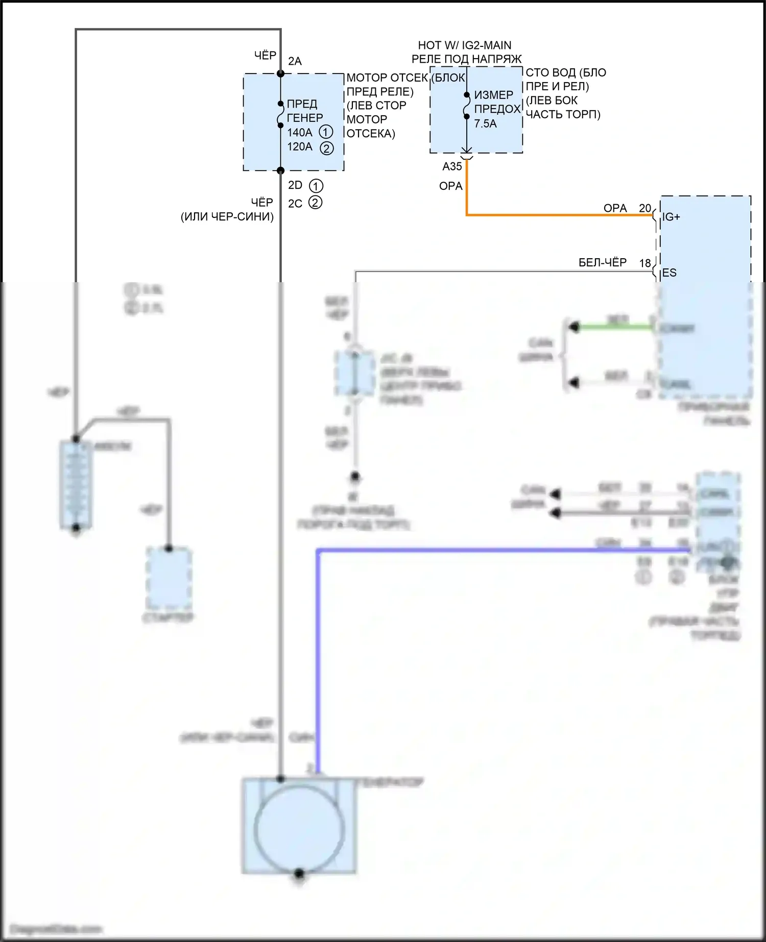 Tacoma Toyota IV (2023-2024): Электросхема генератора 