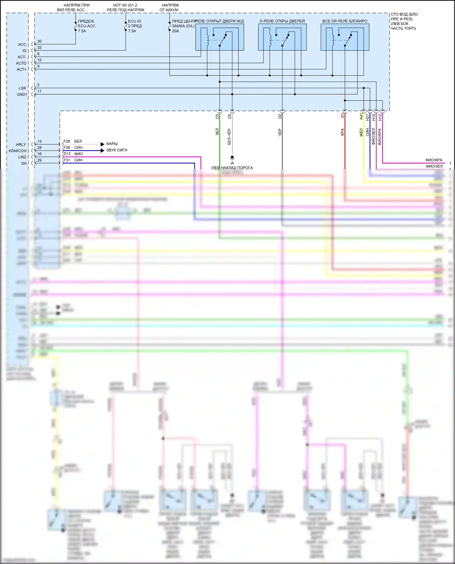 Tacoma Toyota IV (2023-2024): Электросхема центрального замка, без системы интеллектуальных ключей (1 из 3) 