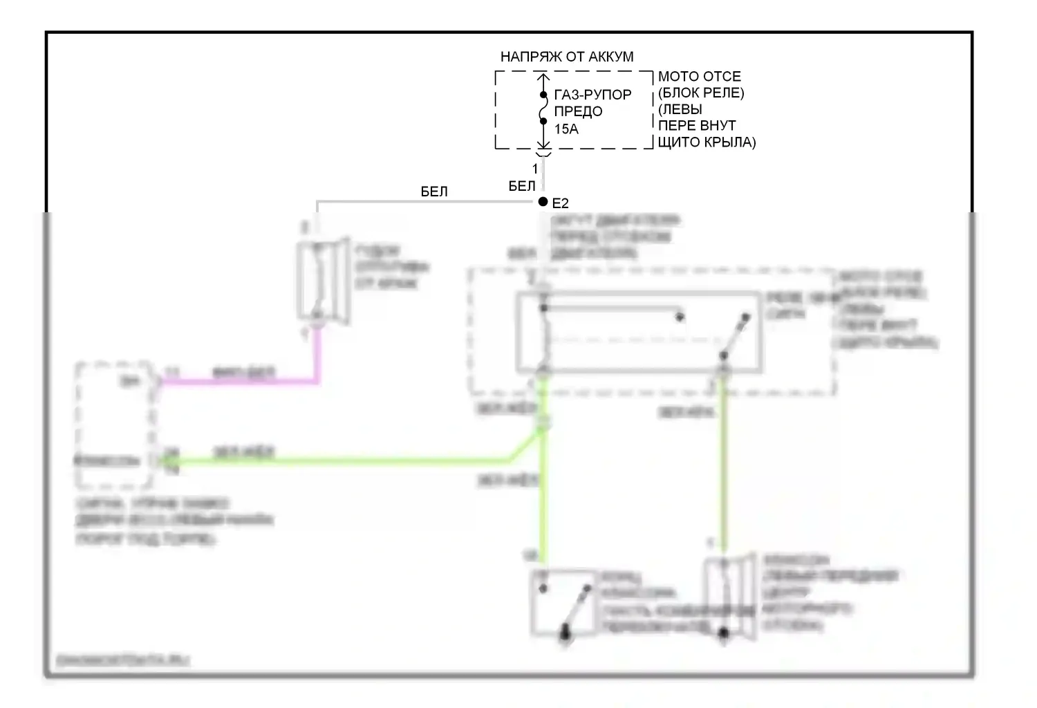 Tercel Toyota L50 рестайлинг (1997-1999): Электросхема клаксона 