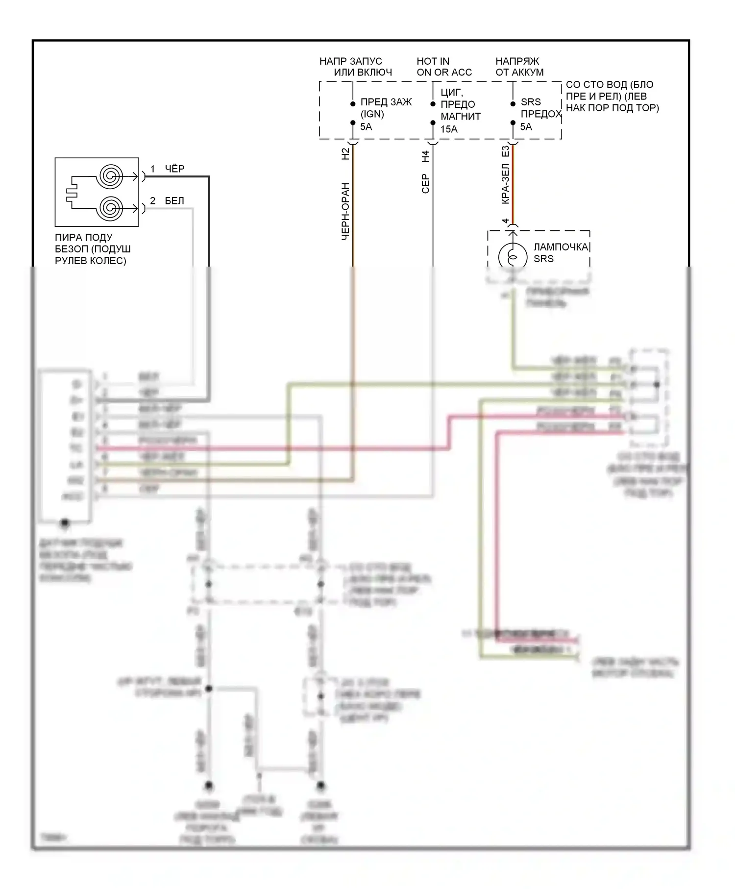 Tercel Toyota L50 (1994-1997): Электросхема подушек безопасности, канада 