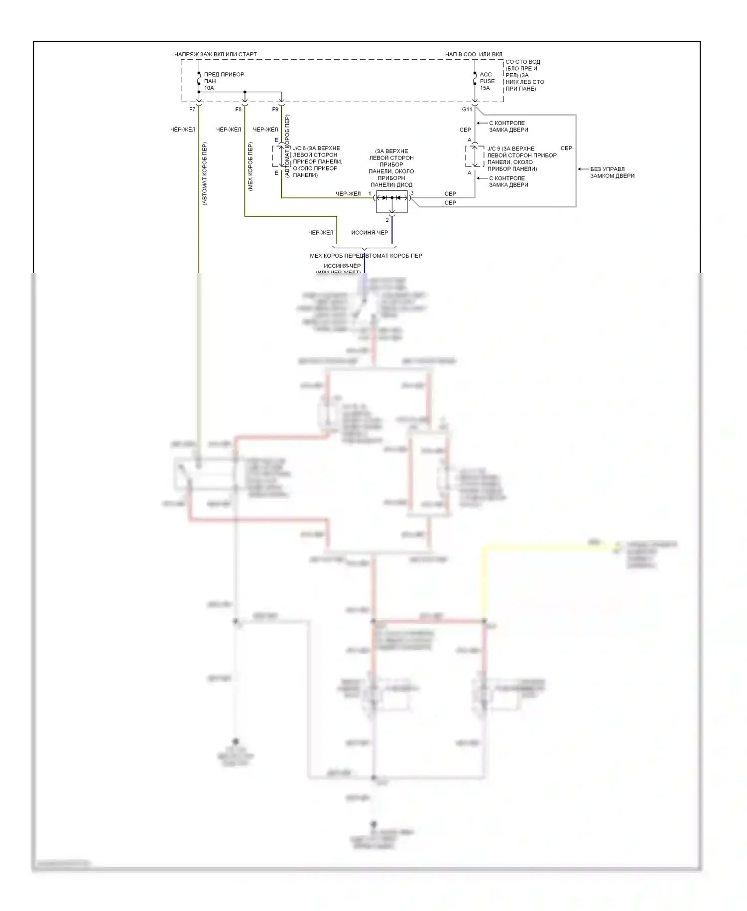 Tundra Toyota I рестайлинг (2002-2006): Электросхема фонарей заднего хода, доступ/стандартная кабина 