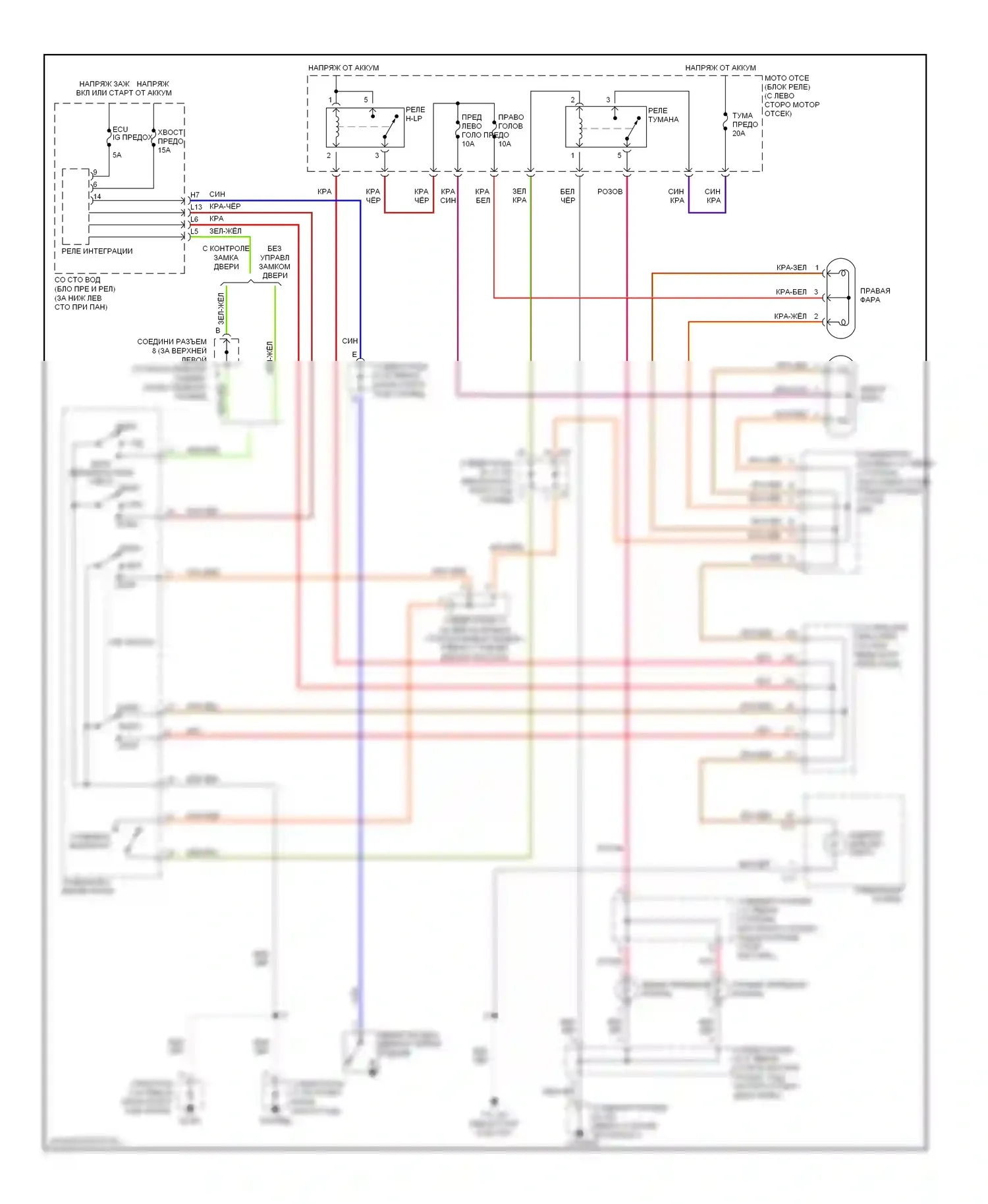 Tundra Toyota I рестайлинг (2002-2006): Электросхема фар, доступ/стандартная кабина без дрели 