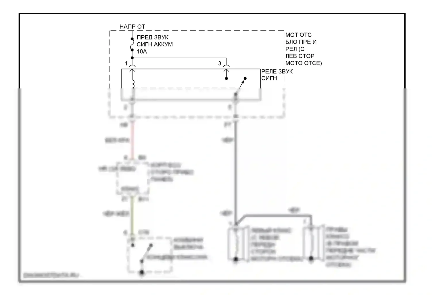 Tundra Toyota I рестайлинг (2002-2006): Электросхема клаксона, двойная кабина 