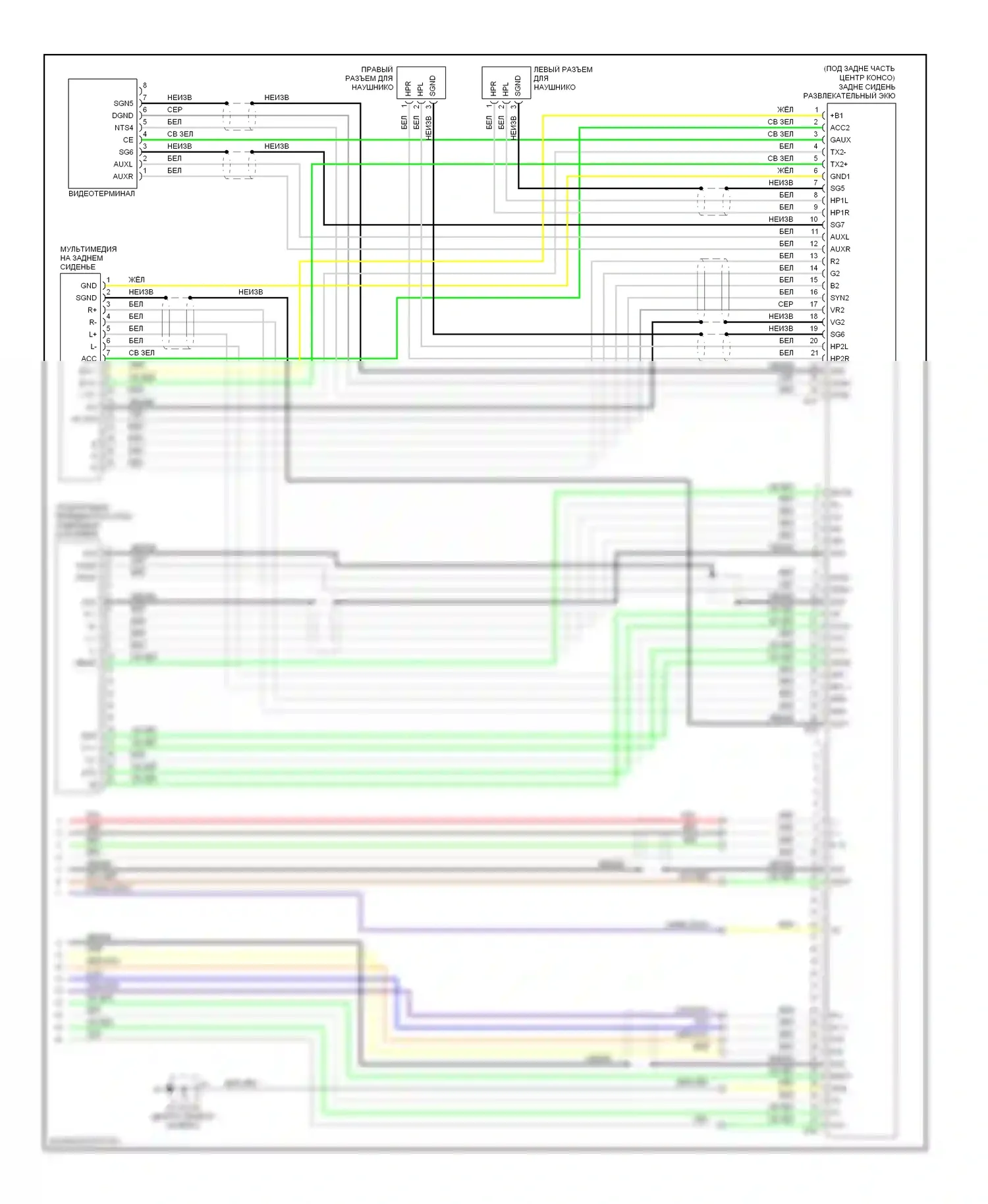 Tundra Toyota I рестайлинг (2002-2006): Электросхема мультимедий заднего сиденья, двойная кабина (3 из 3) 