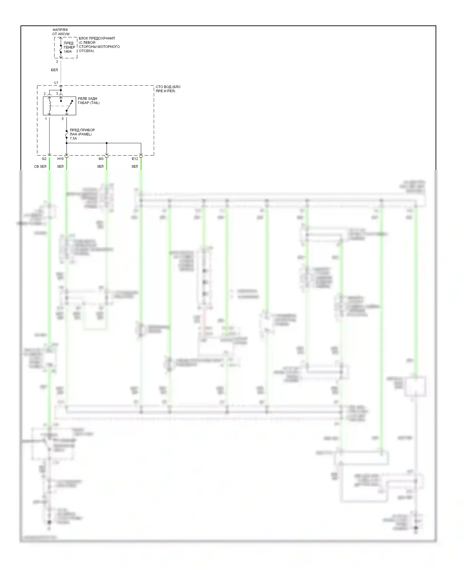 Tundra Toyota I рестайлинг (2002-2006): Электросхема подсветки приборной панели, двойная кабина 