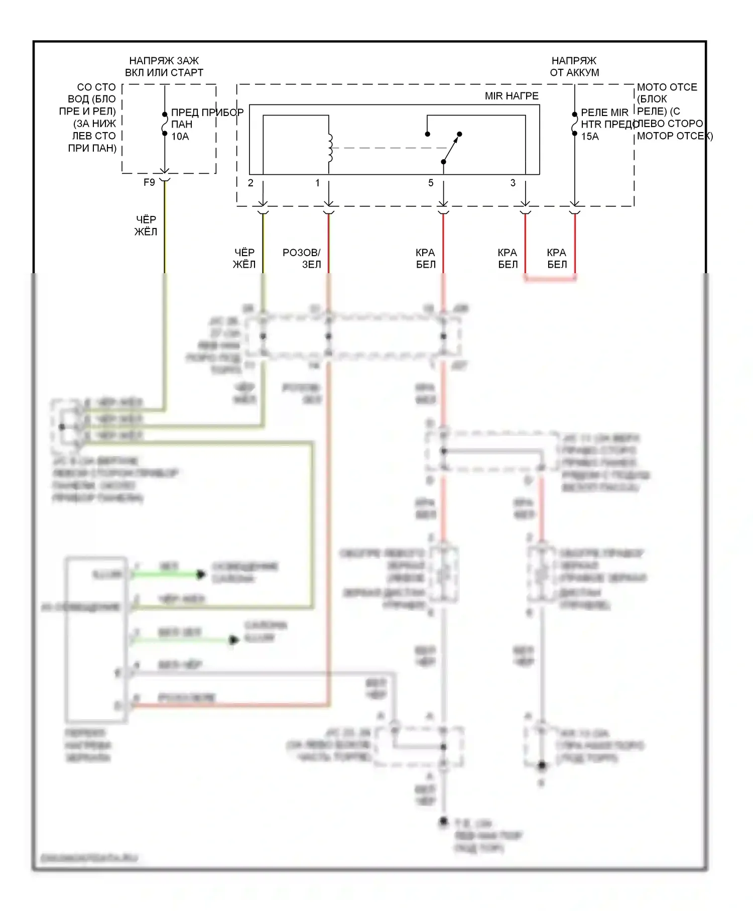 Tundra Toyota I рестайлинг (2002-2006): Электросхема подогрева стекол, доступ/стандартная кабина 