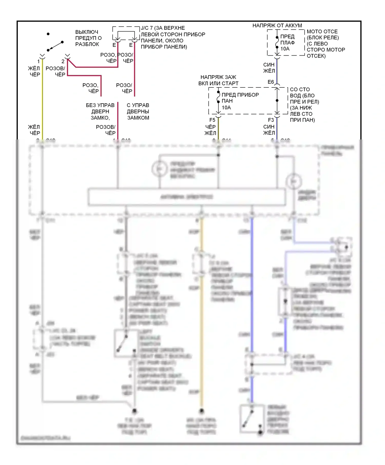 Tundra Toyota I рестайлинг (2002-2006): Электросхема помощников водителя, доступ/стандартная кабина 