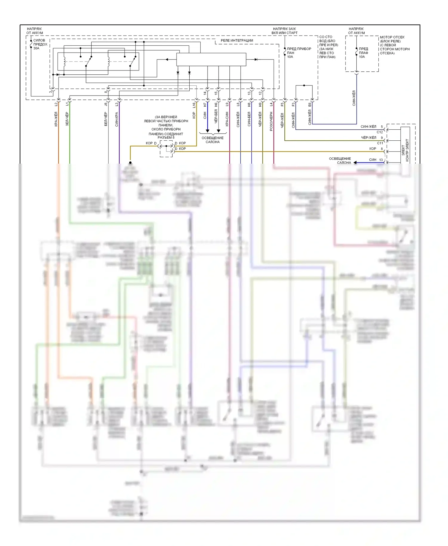 Tundra Toyota I рестайлинг (2002-2006): Электросхема центрального замка, доступ/стандартная кабина без дрели, без бесключевого доступа 