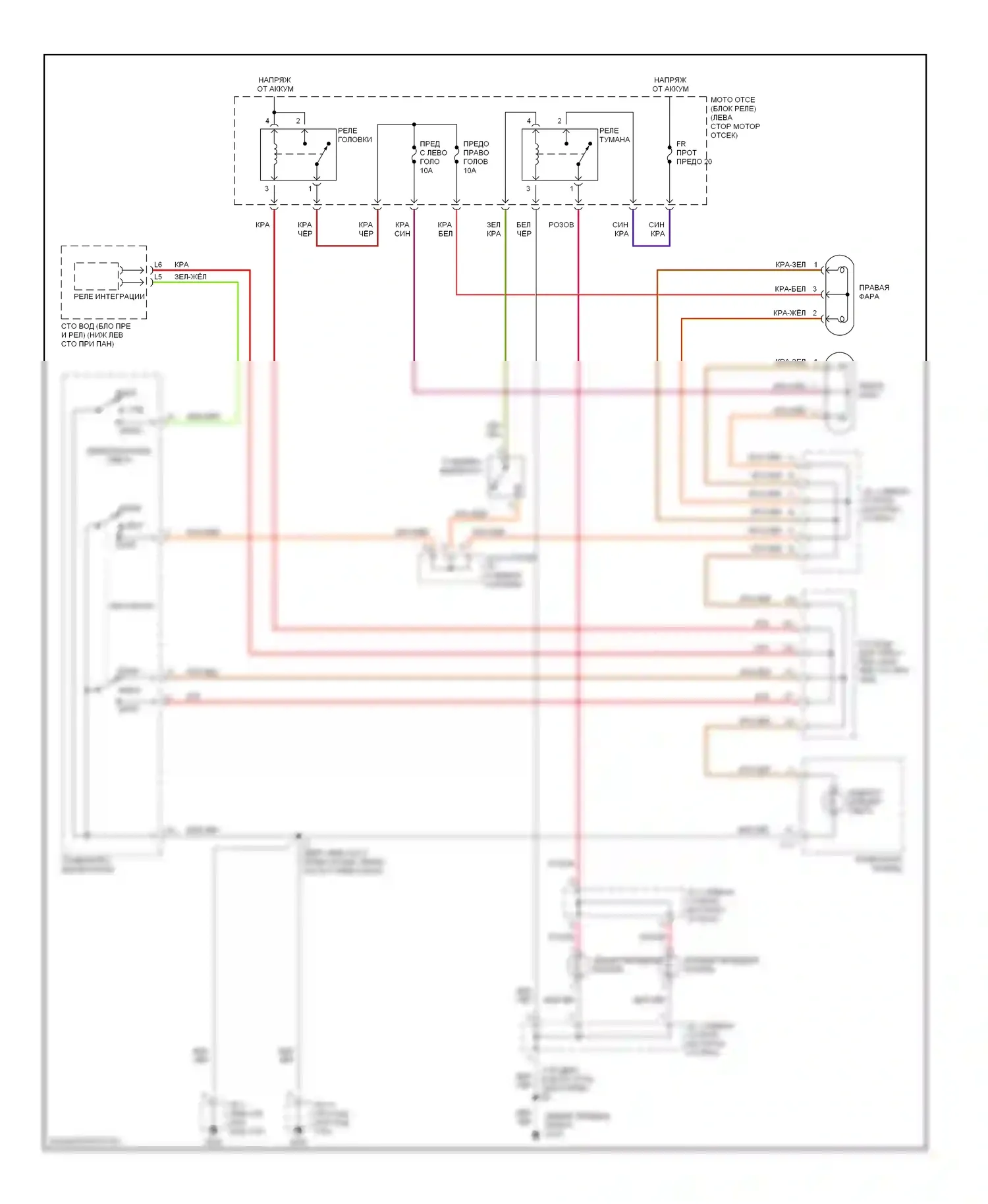 Tundra Toyota I (2000-2002): Электросхема фар, без дрели 