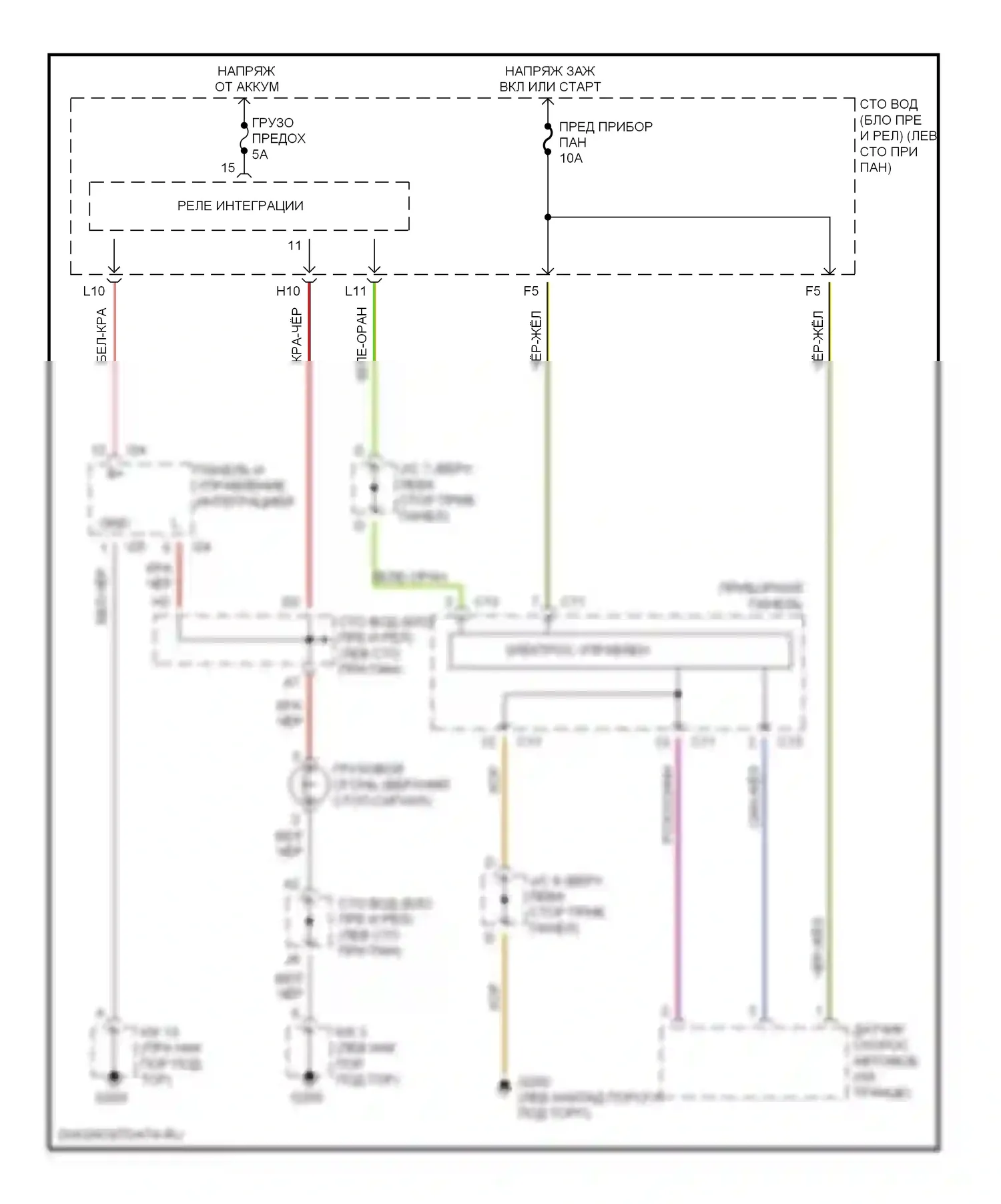 Tundra Toyota I (2000-2002): Электросхема грузового освещения 
