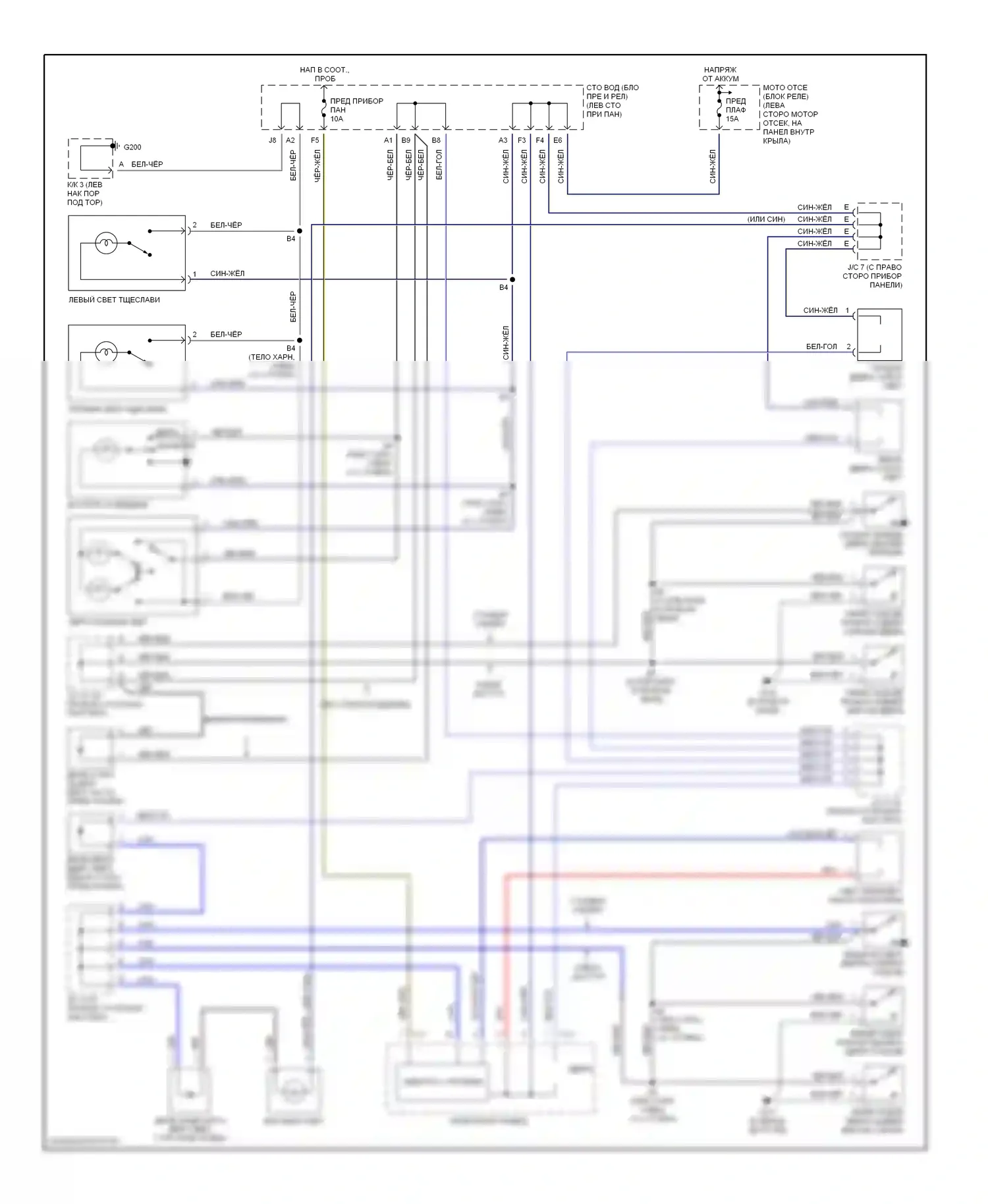 Tundra Toyota I (2000-2002): Электросхема освещения салона 