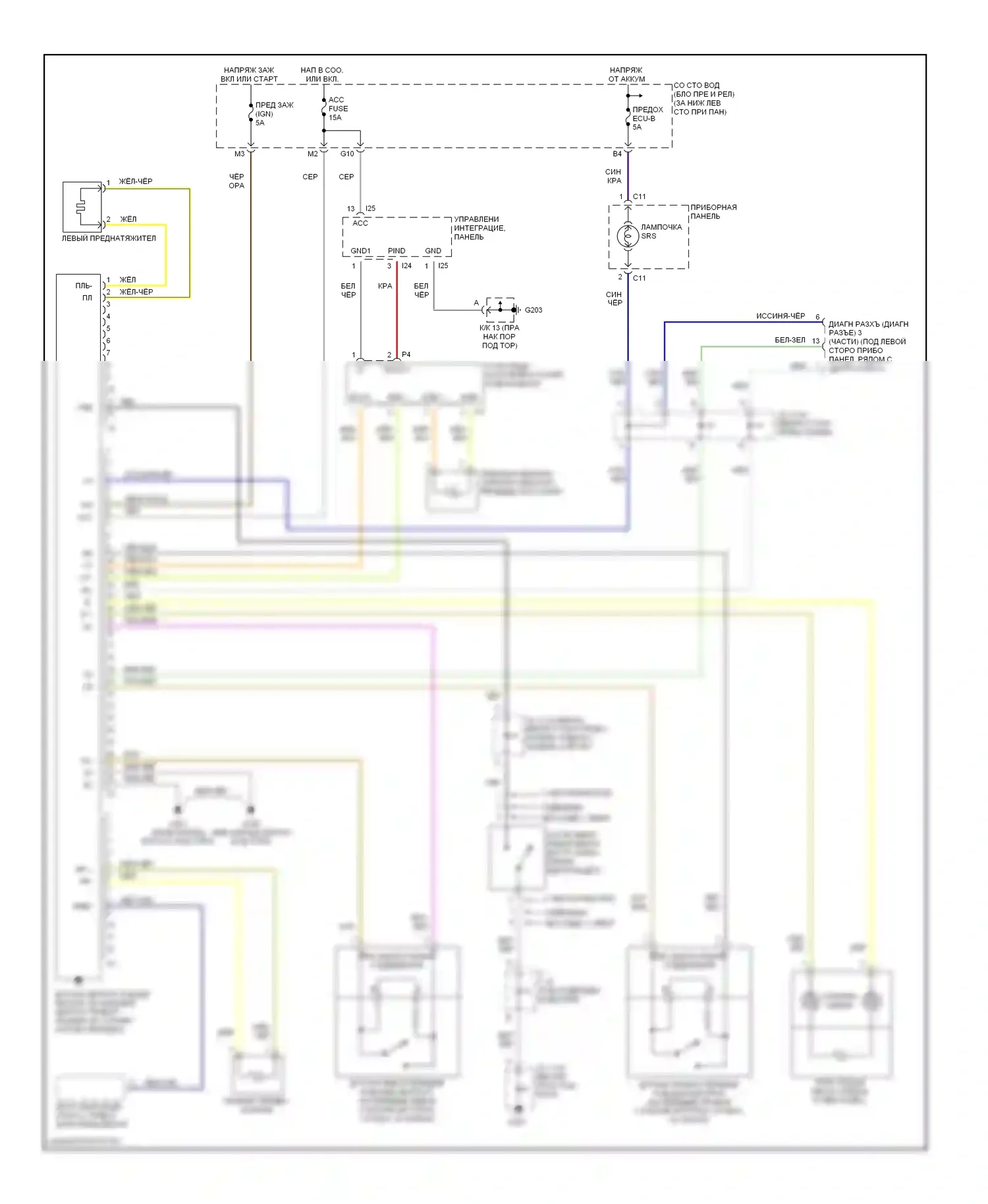 Tundra Toyota I (2000-2002): Электросхема подушек безопасности 