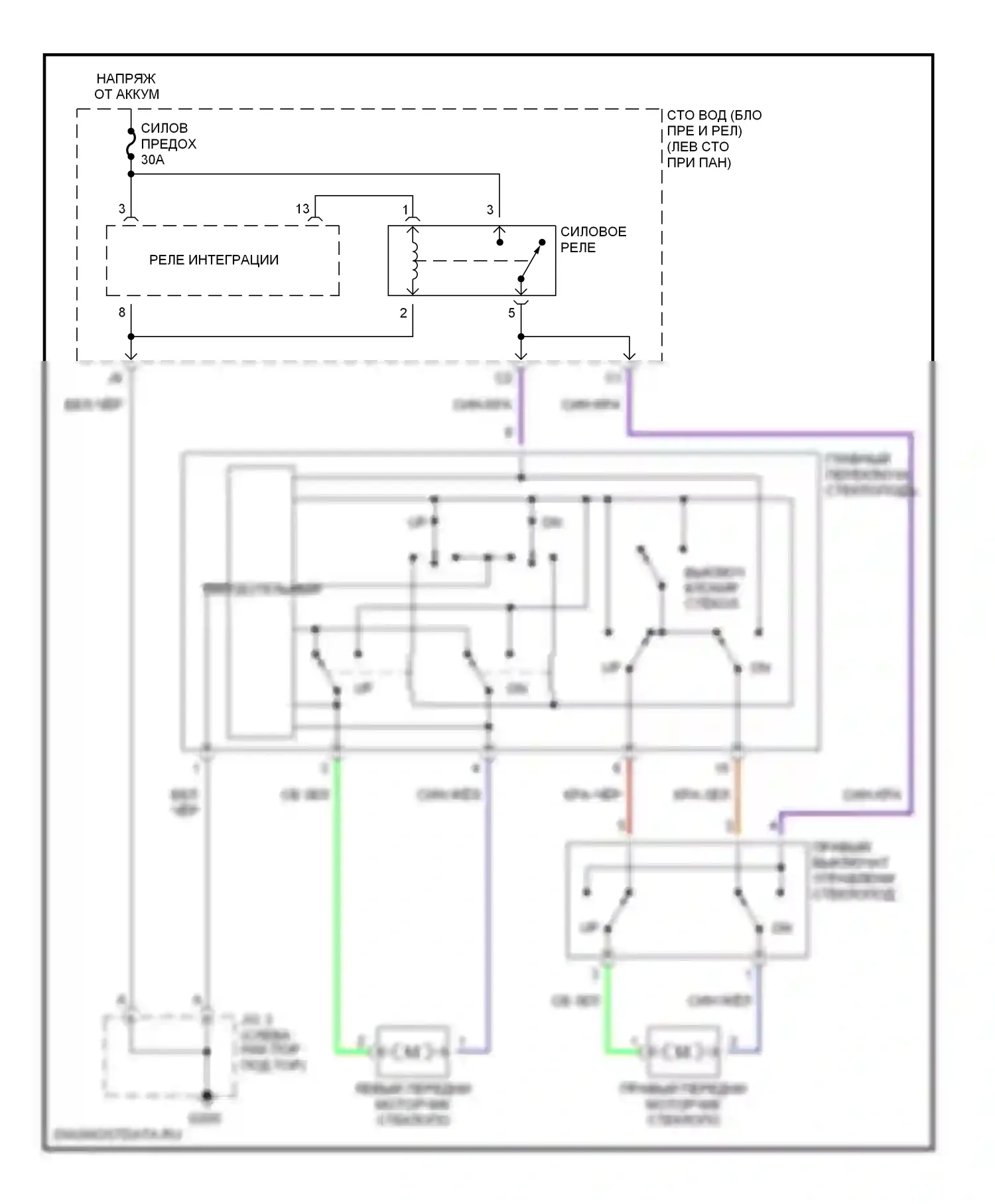 Tundra Toyota I (2000-2002): Электросхема стеклоподъемника 