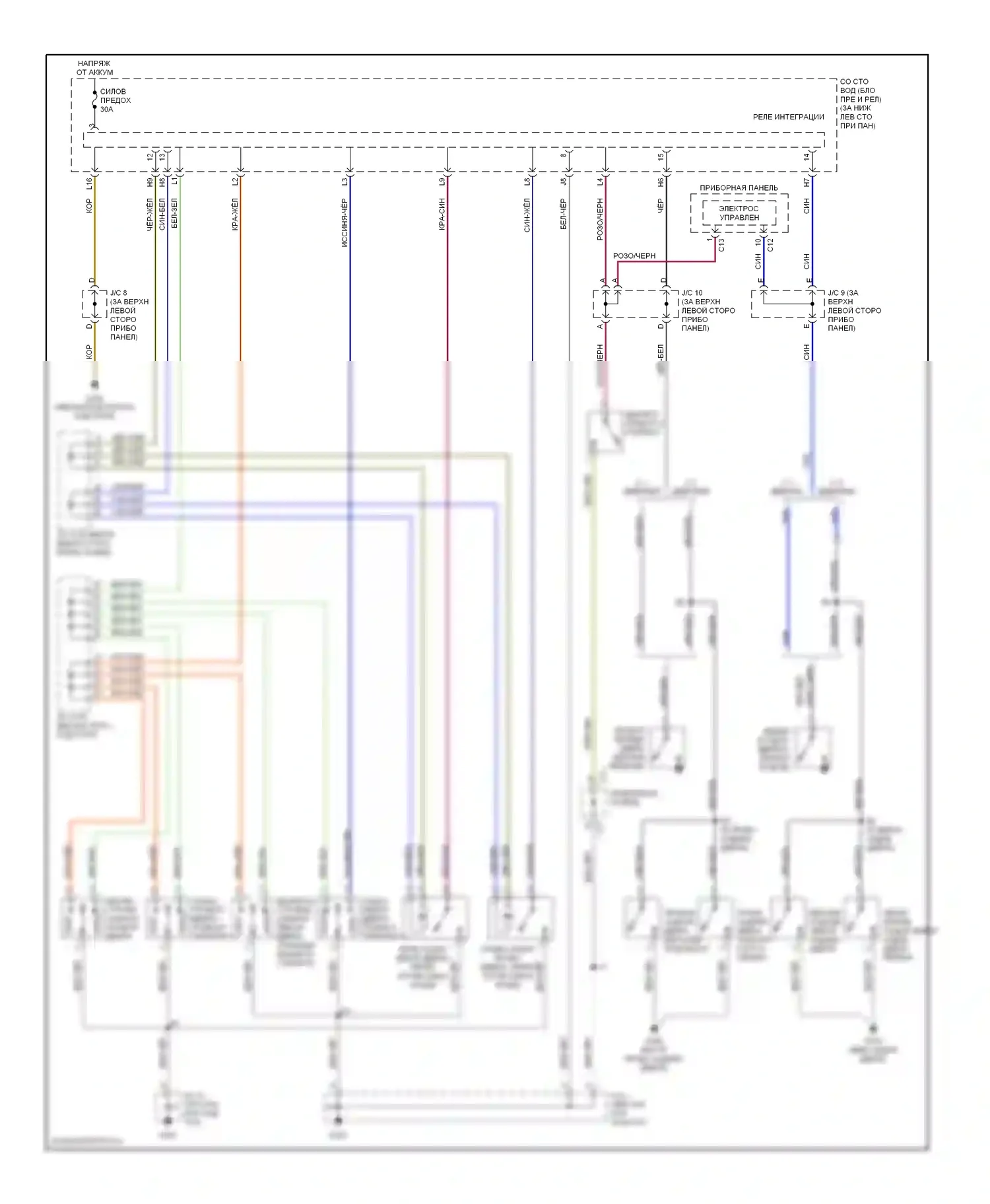 Tundra Toyota I (2000-2002): Электросхема замка силовой двери 