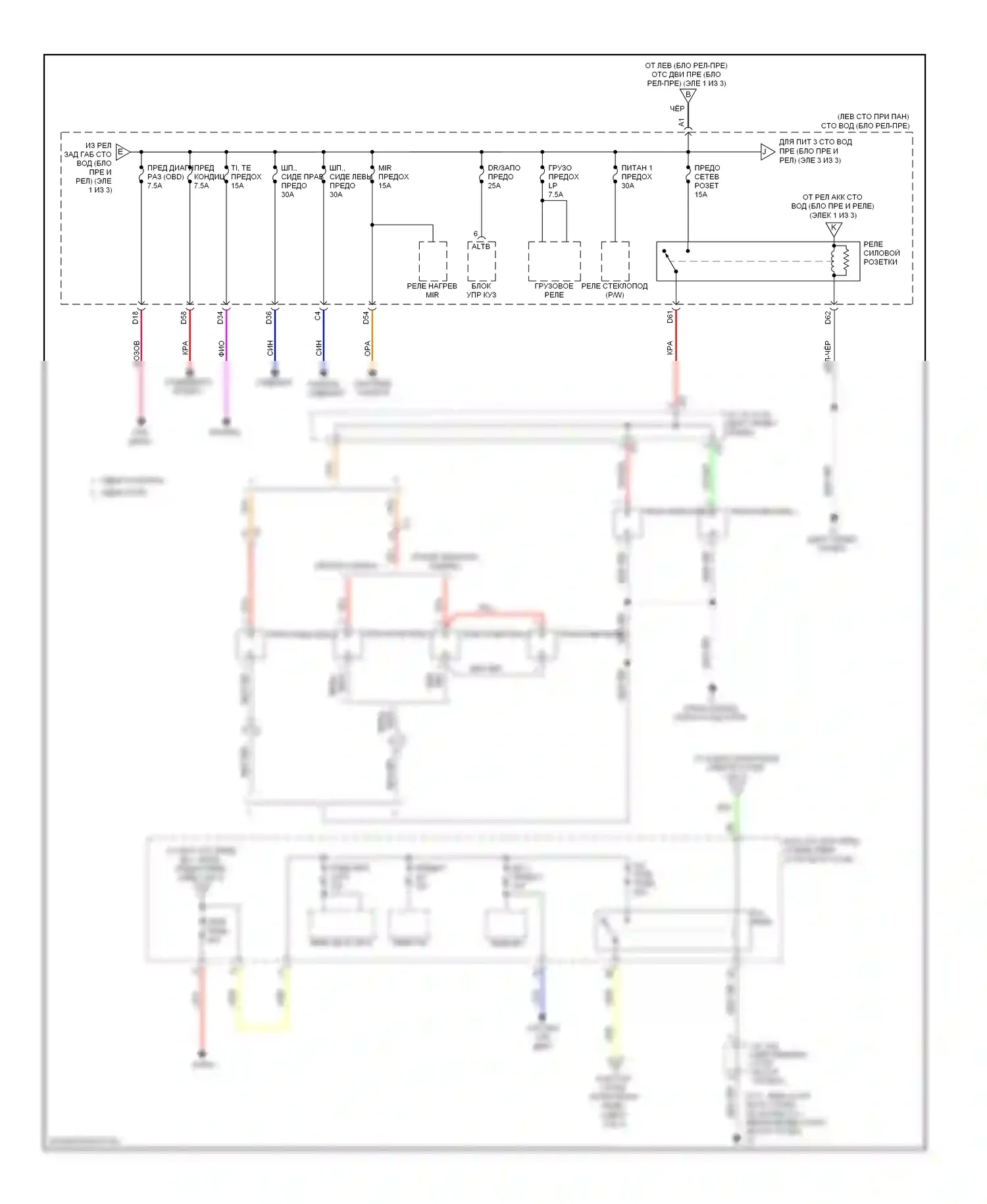 Tundra Toyota II (2007-2013): Электросхема блока предохранителей реле (2 из 3) 