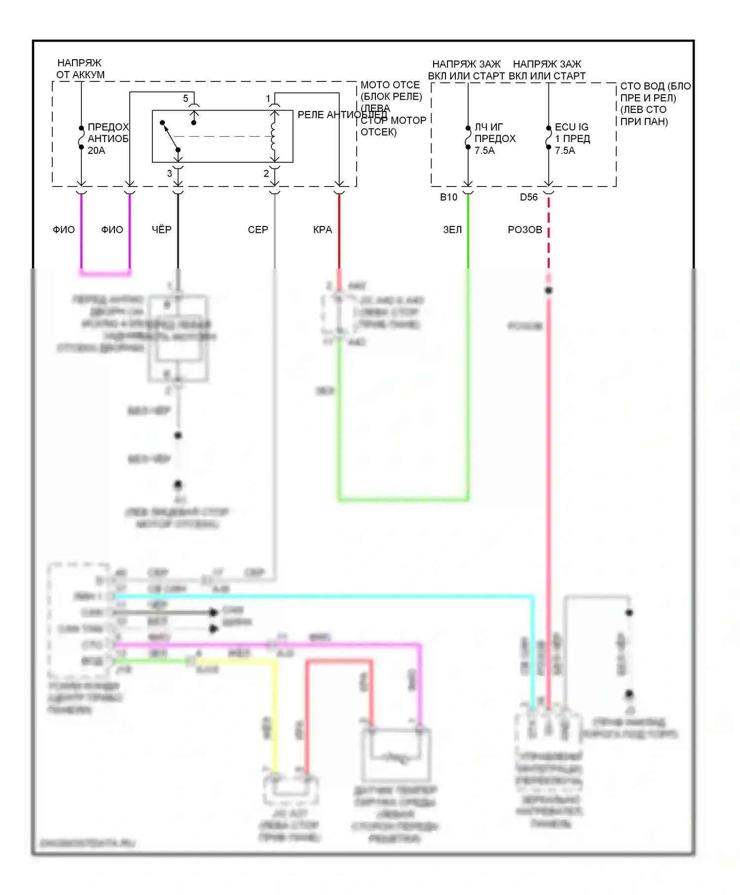Tundra Toyota II (2007-2013): Электросхема переднего антиобледенителя 