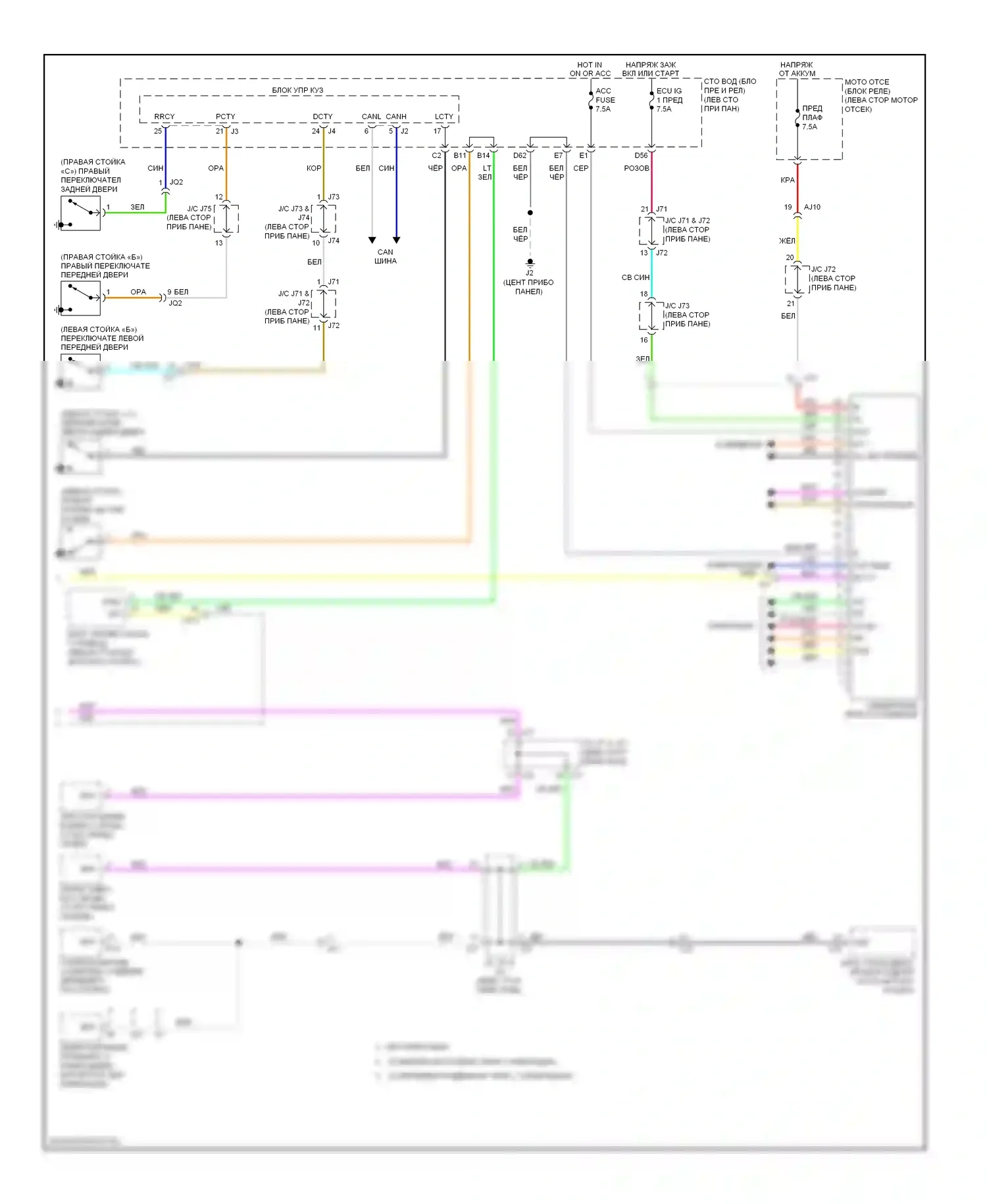 Tundra Toyota II (2007-2013): Электросхема приборной панели (2 из 2) 