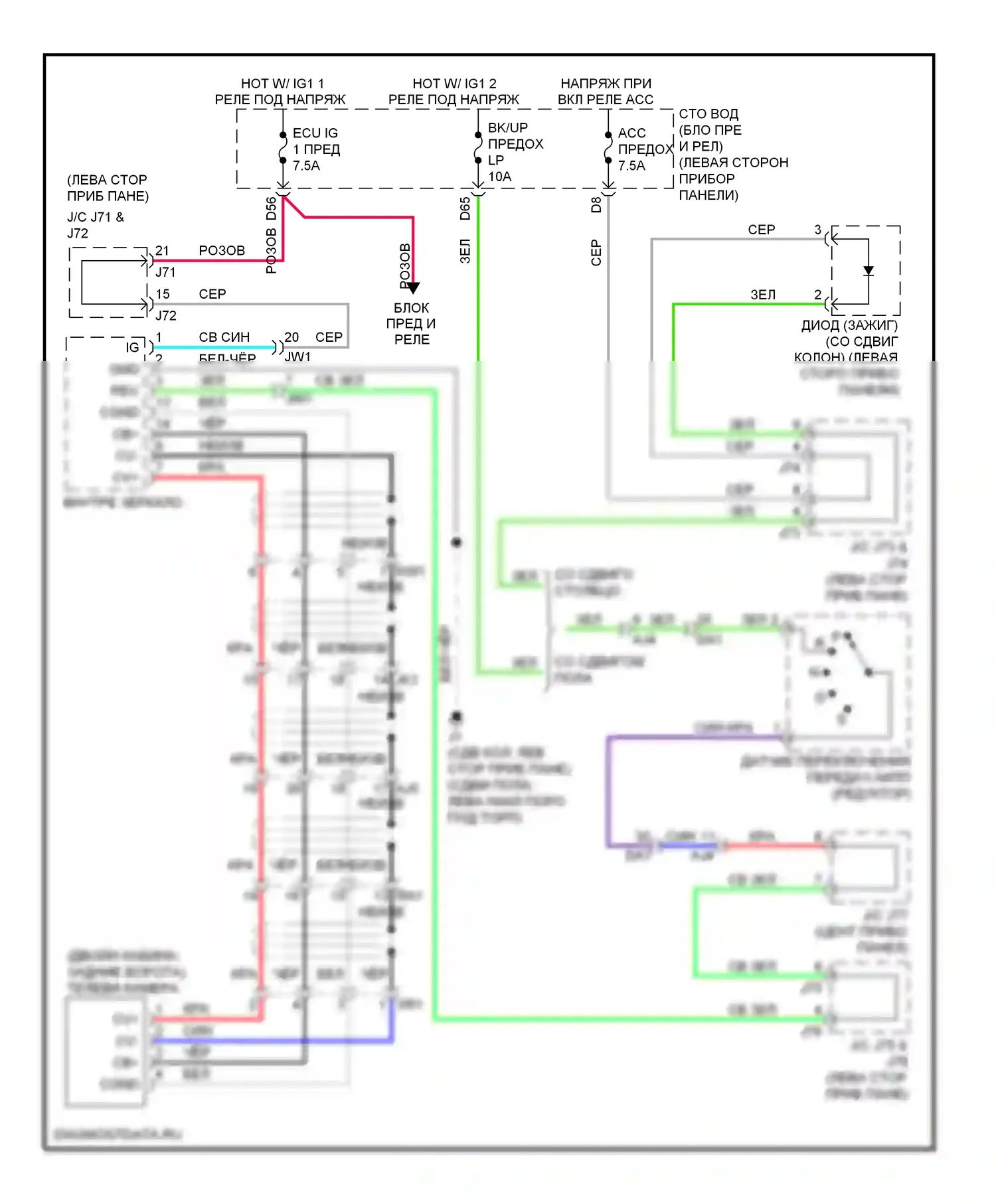 Tundra Toyota II (2007-2013): Электросхема камеры заднего вида 