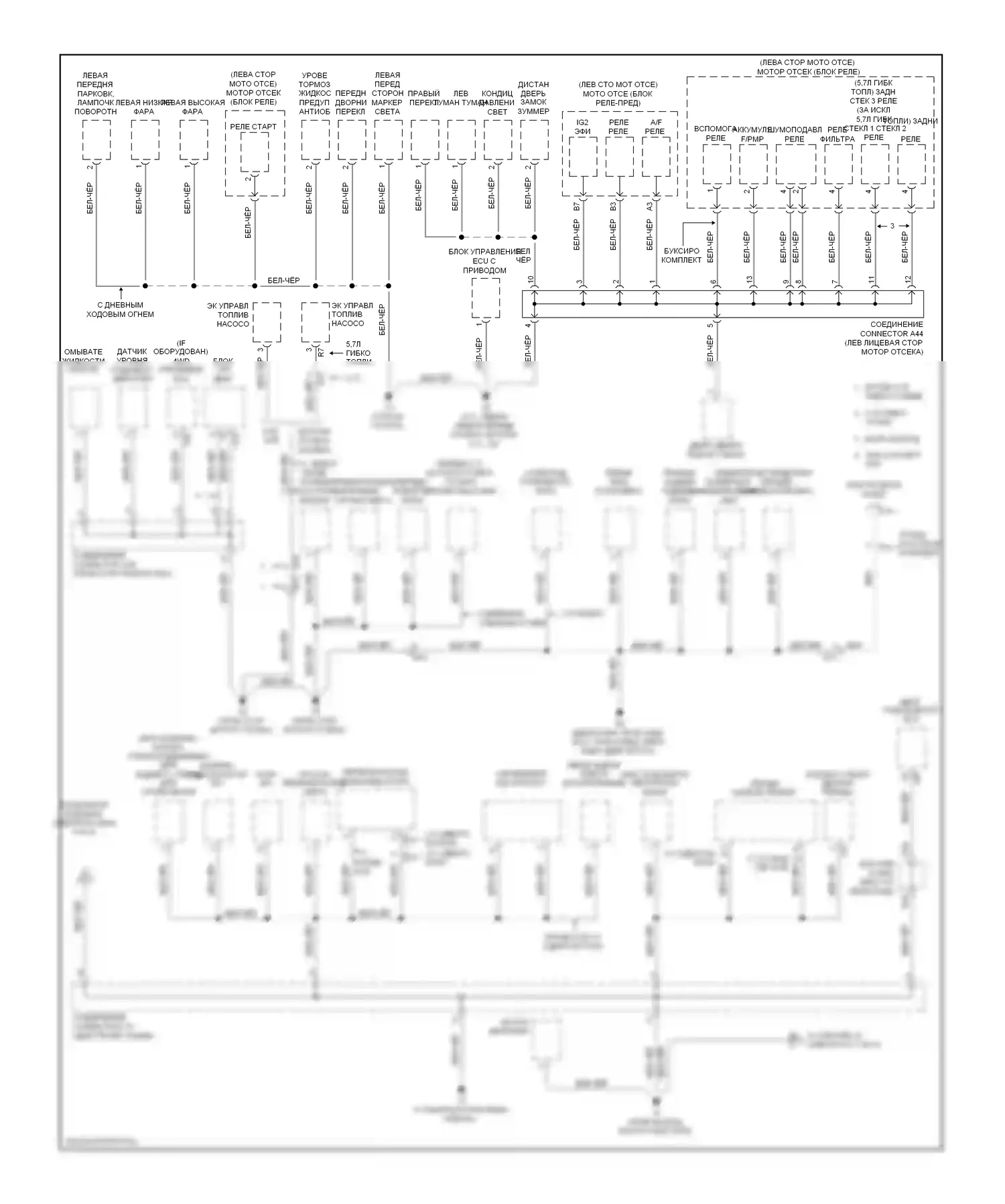 Tundra Toyota II (2007-2013): Электросхема точек подключения масс (1 из 4) 