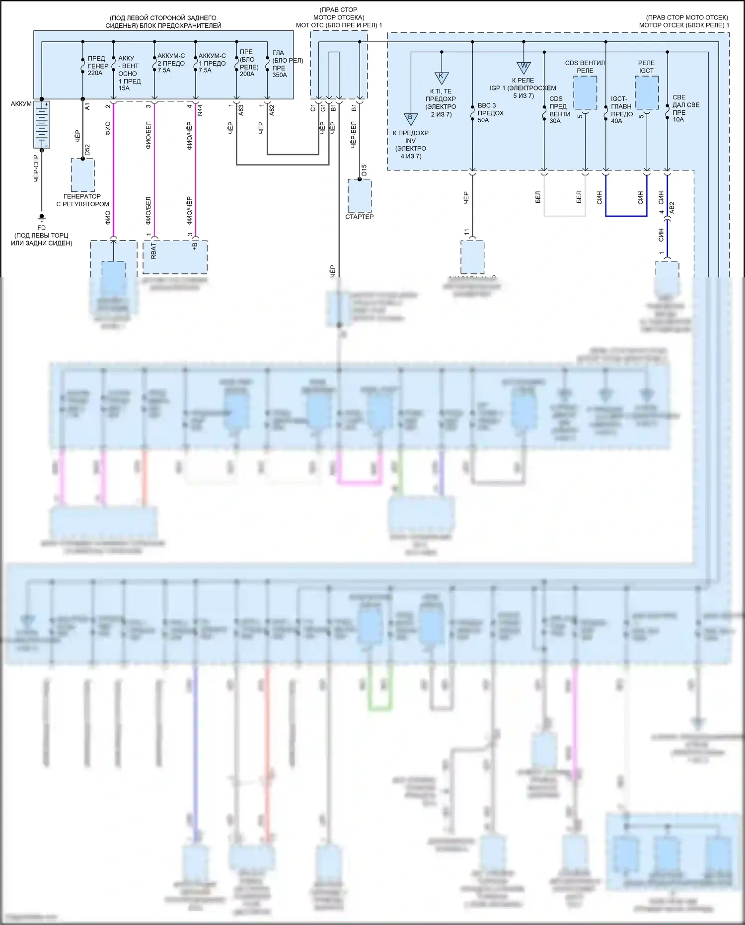 Tundra Toyota III (2021-2024): Электросхема блока предохранителей реле, гибридного (1 из 7) 
