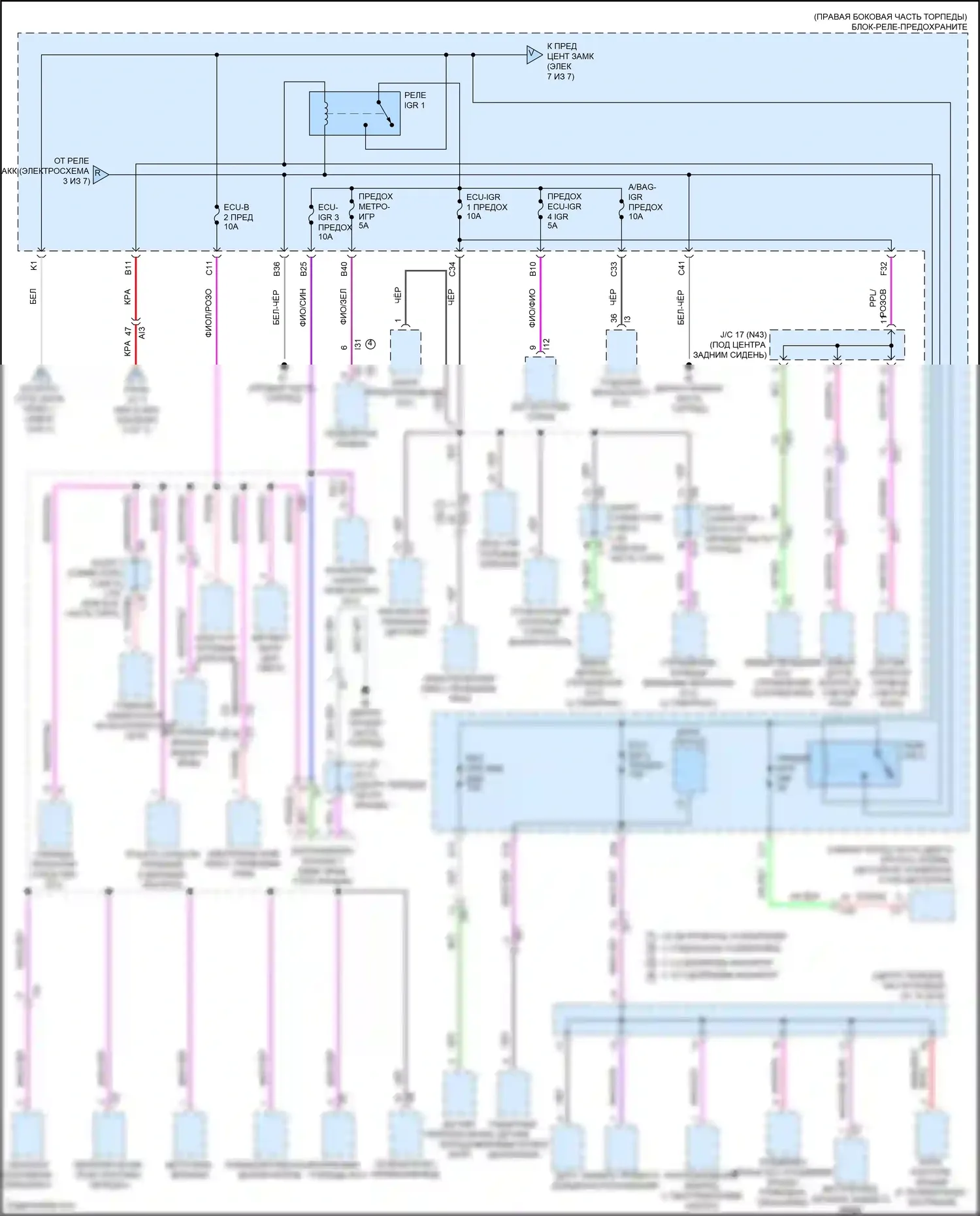 Tundra Toyota III (2021-2024): Электросхема блока предохранителей реле, гибридного (6 из 7) 