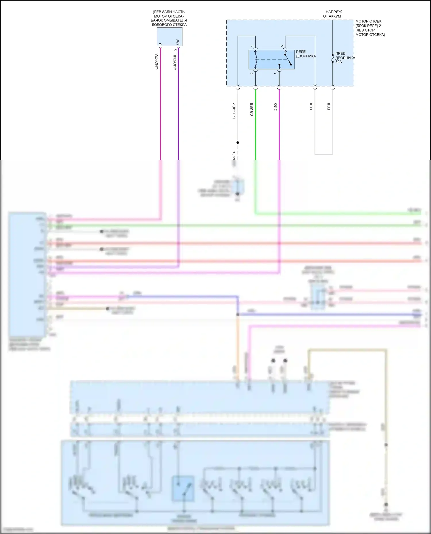 Tundra Toyota III (2021-2024): Дворники и омыватели электросхема (1 из 2) 