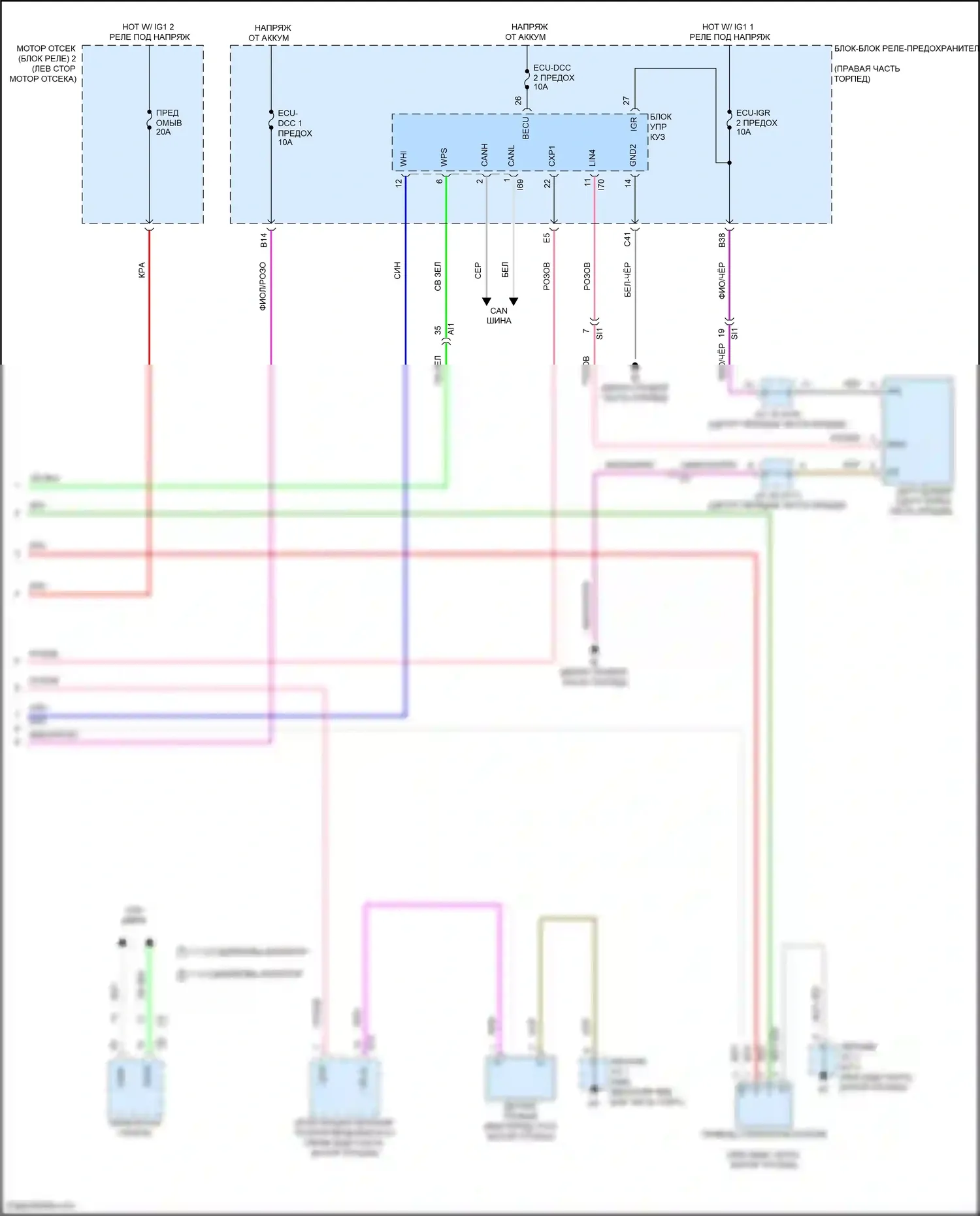 Tundra Toyota III (2021-2024): Дворники и омыватели электросхема (2 из 2) 
