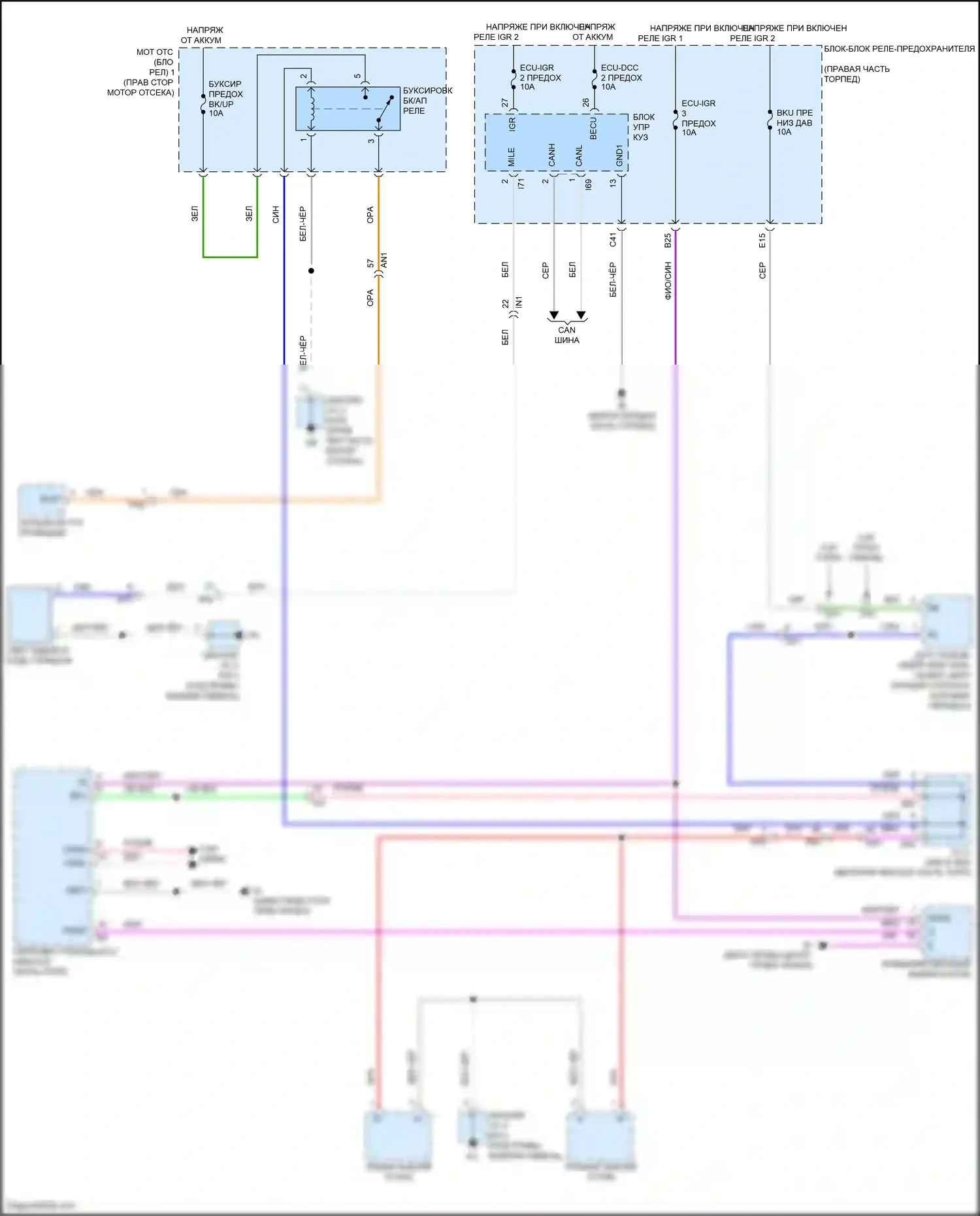 Tundra Toyota III (2021-2024): Электросхема фонарей заднего хода 