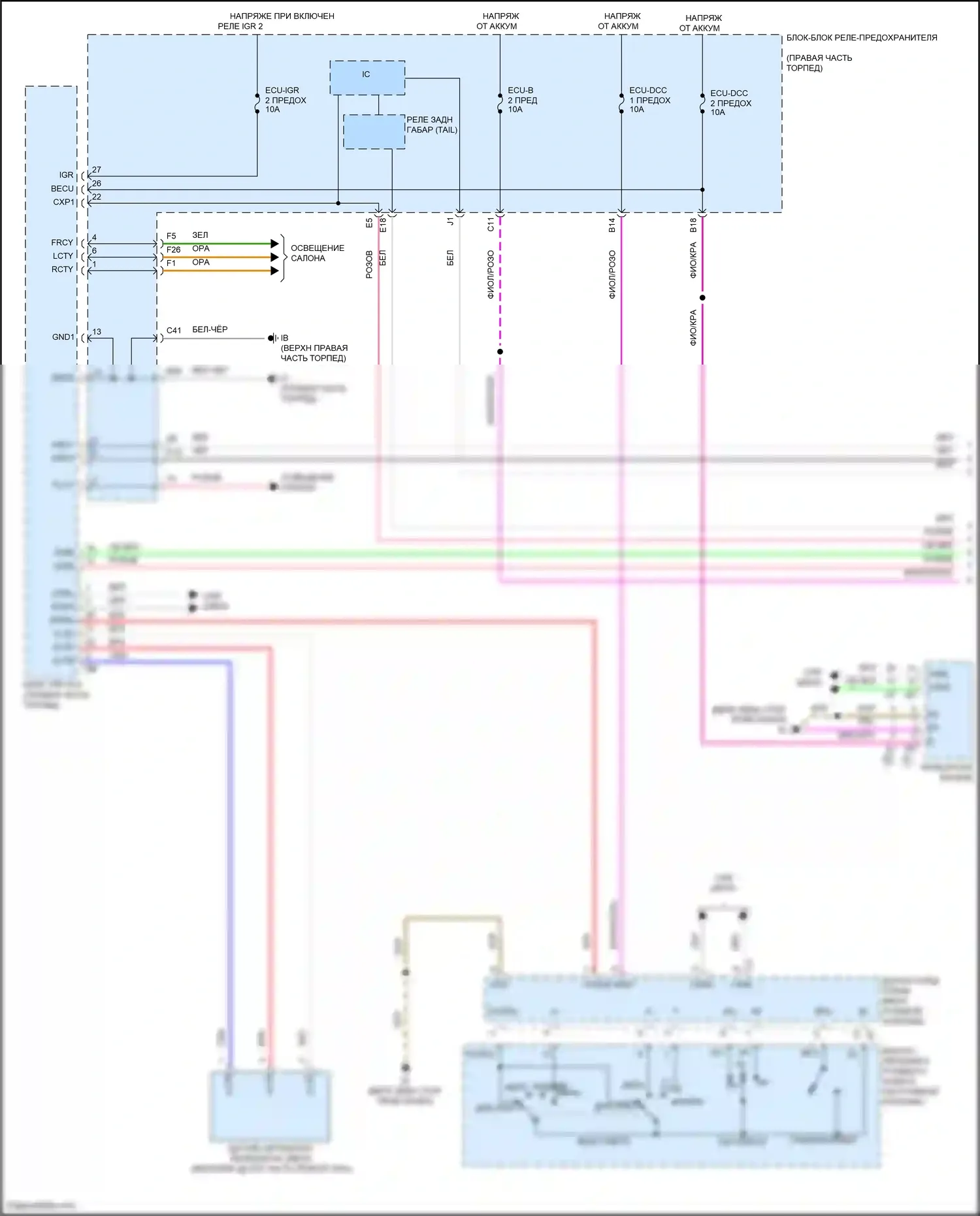 Tundra Toyota III (2021-2024): Электросхема фар, без фары ecu (1 из 3) 