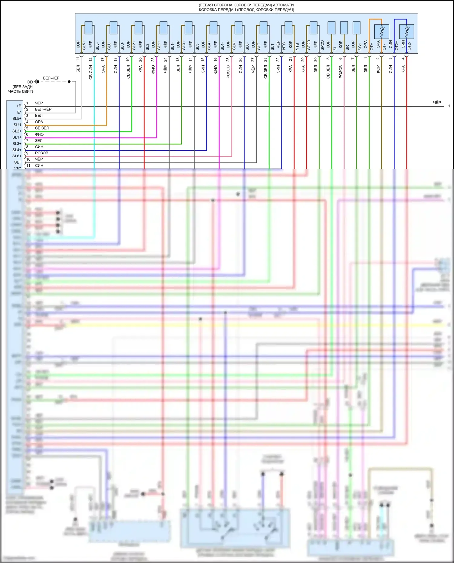 Tundra Toyota III (2021-2024): Электросхема автоматической коробки передач (1 из 2) 