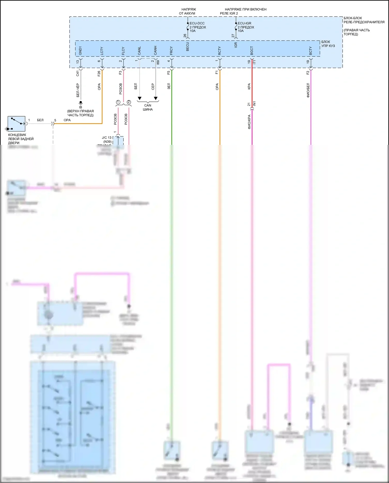 Tundra Toyota III (2021-2024): Электросхема приборной панели, с 4,2-дюймовым монитором (3 из 3) 