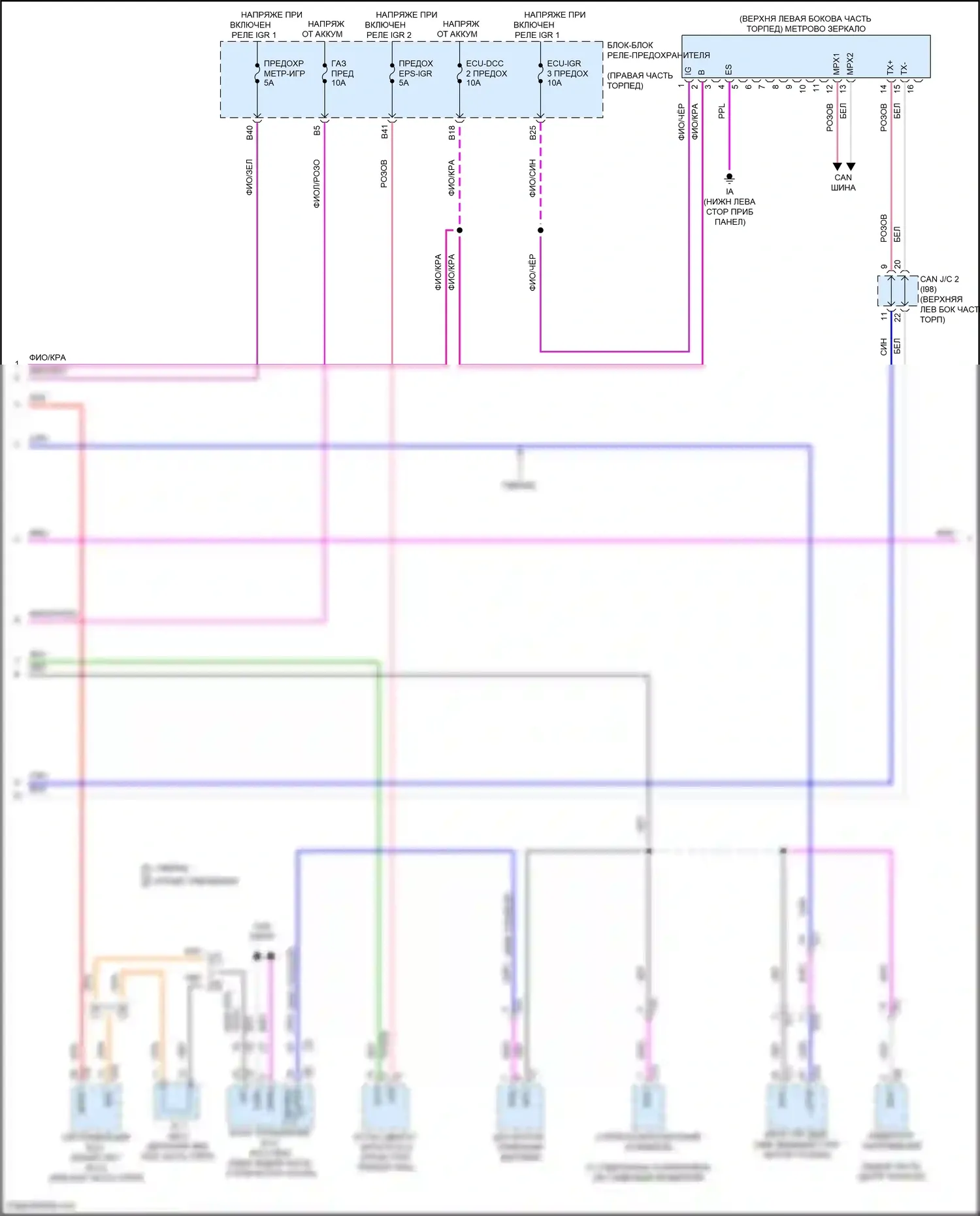 Tundra Toyota III (2021-2024): Электросхема приборной панели с монитором 12,3 дюйма (2 из 3) 