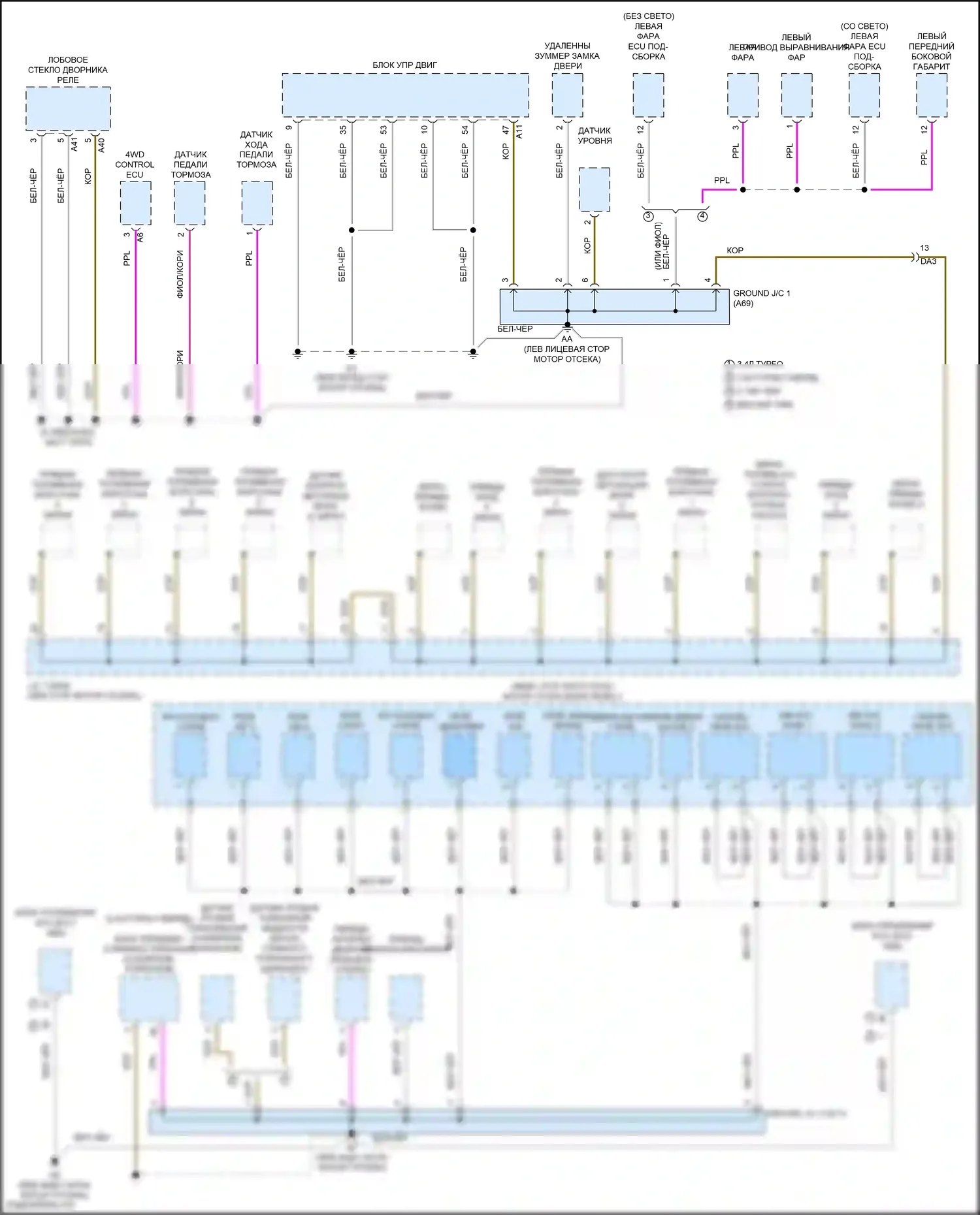 Tundra Toyota III (2021-2024): Электросхема разводки массы (1 из 6) 