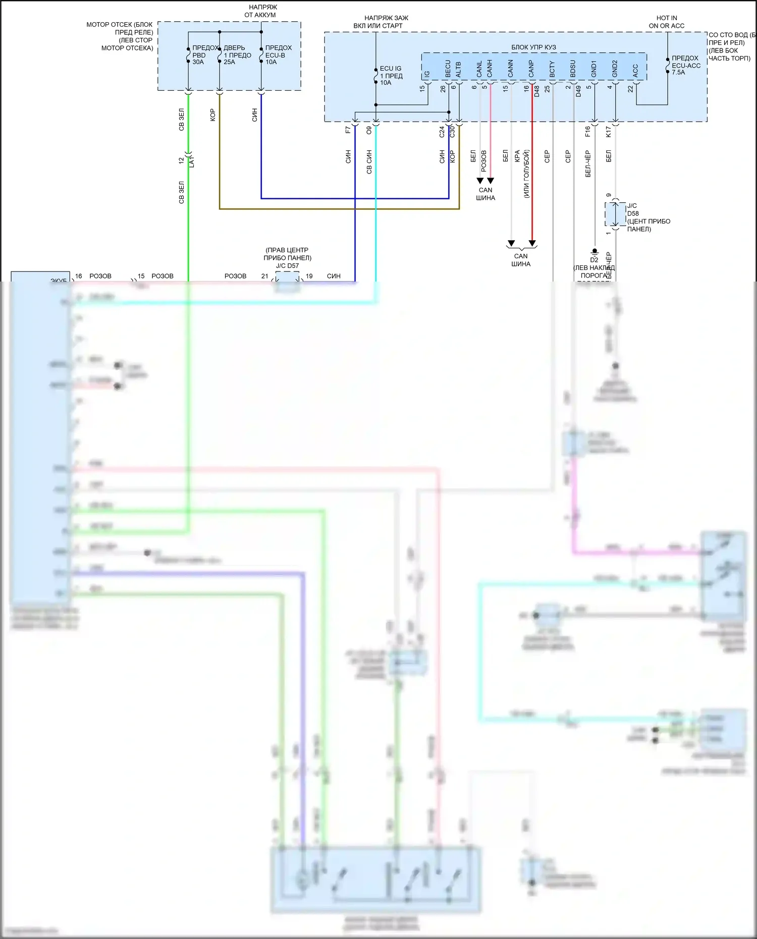 Venza Toyota I рестайлинг (2012-2017): Электросхема открывателя задней двери, без задней двери питания 