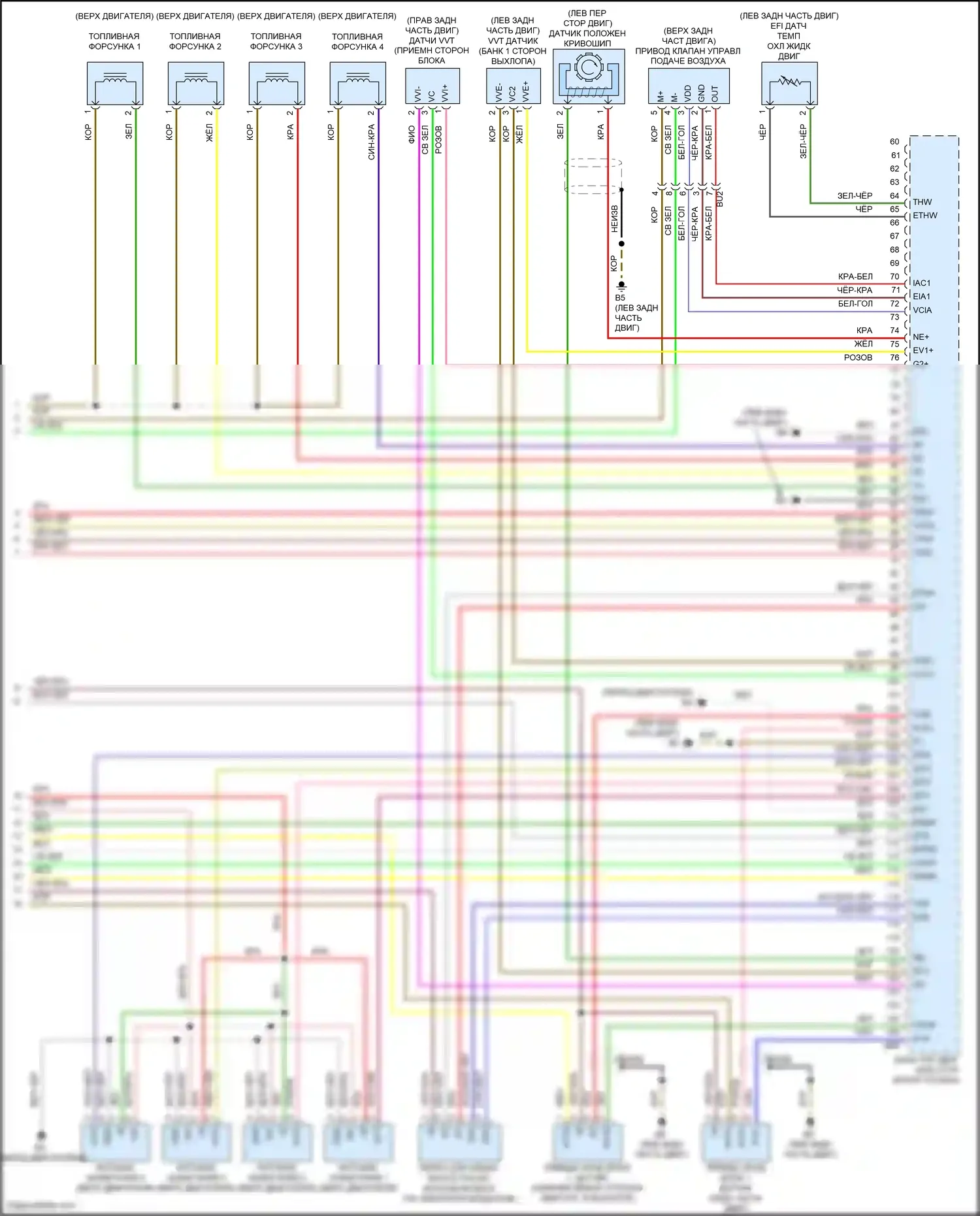 Venza Toyota I рестайлинг (2012-2017): Электросхема двигателя 2.7л (4 из 4) 