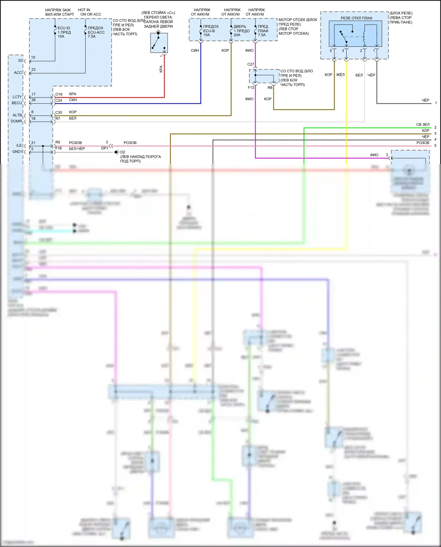Venza Toyota I рестайлинг (2012-2017): Электросхема освещения салона (1 из 2) 