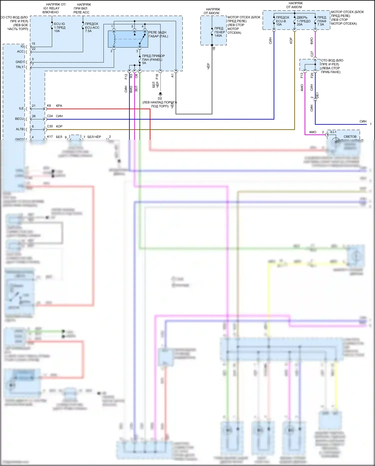Venza Toyota I рестайлинг (2012-2017): Электросхема подсветки приборной панели (1 из 2) 