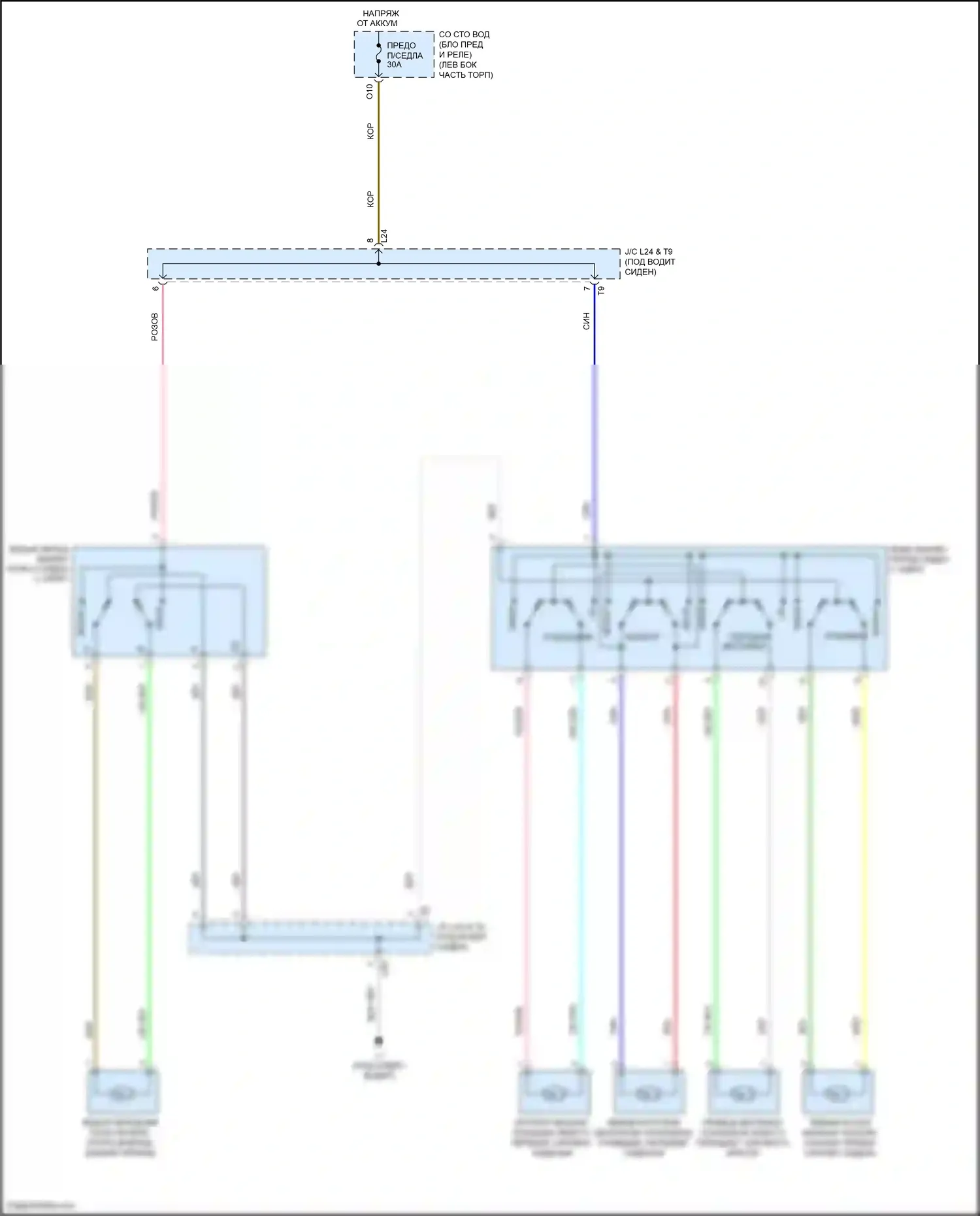 Venza Toyota I рестайлинг (2012-2017): Питание водительского сиденья электросхема 