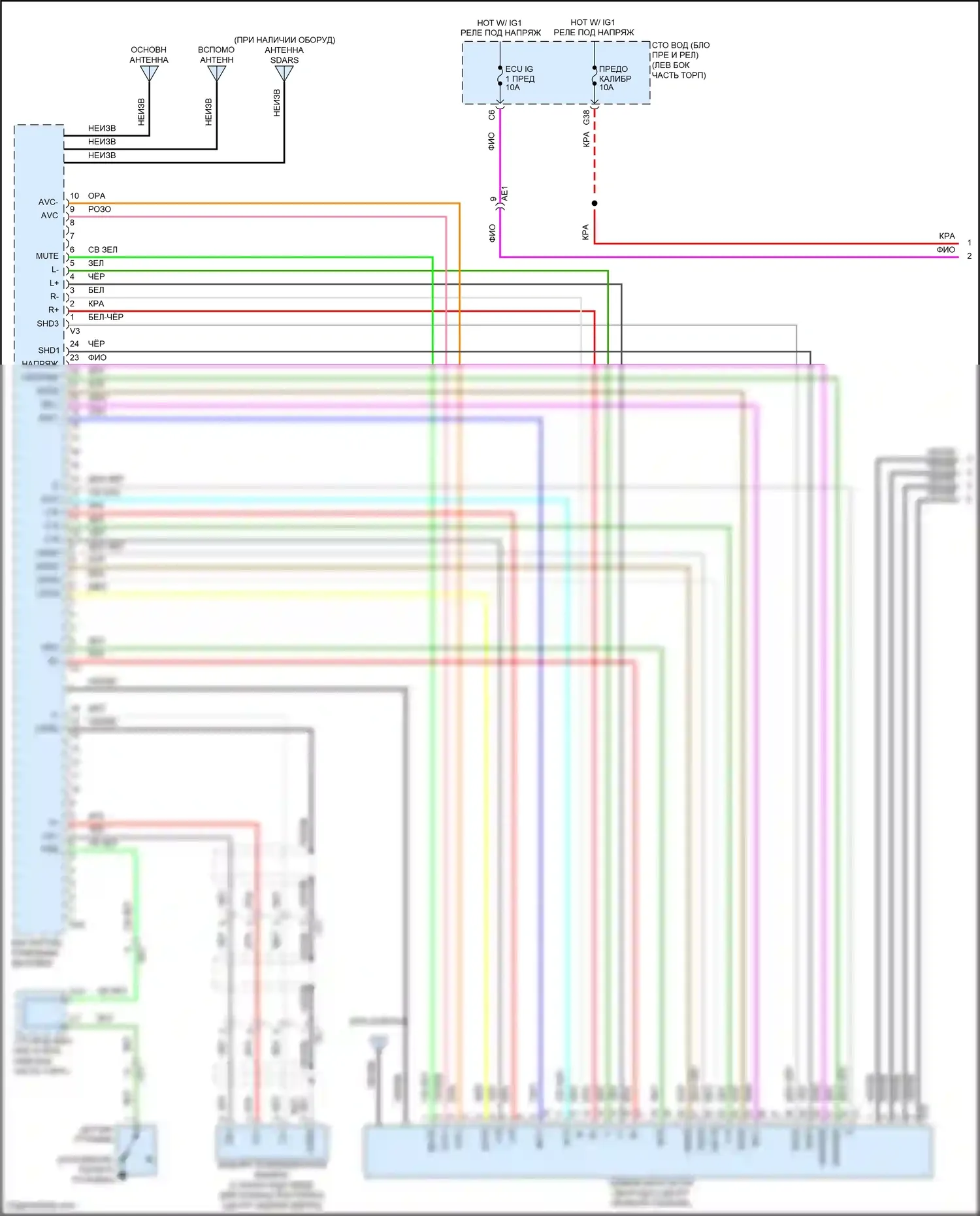 Venza Toyota I рестайлинг (2012-2017): Электросхема навигации, 13 динамиков без навигационного приемника (1 из 4) 