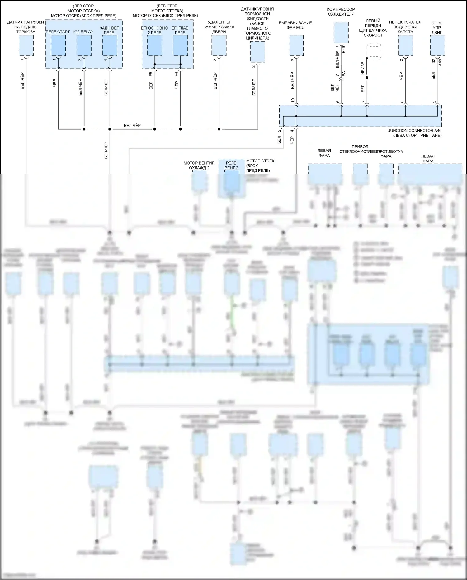 Venza Toyota I рестайлинг (2012-2017): Электросхема точек подключения масс (2 из 4) 