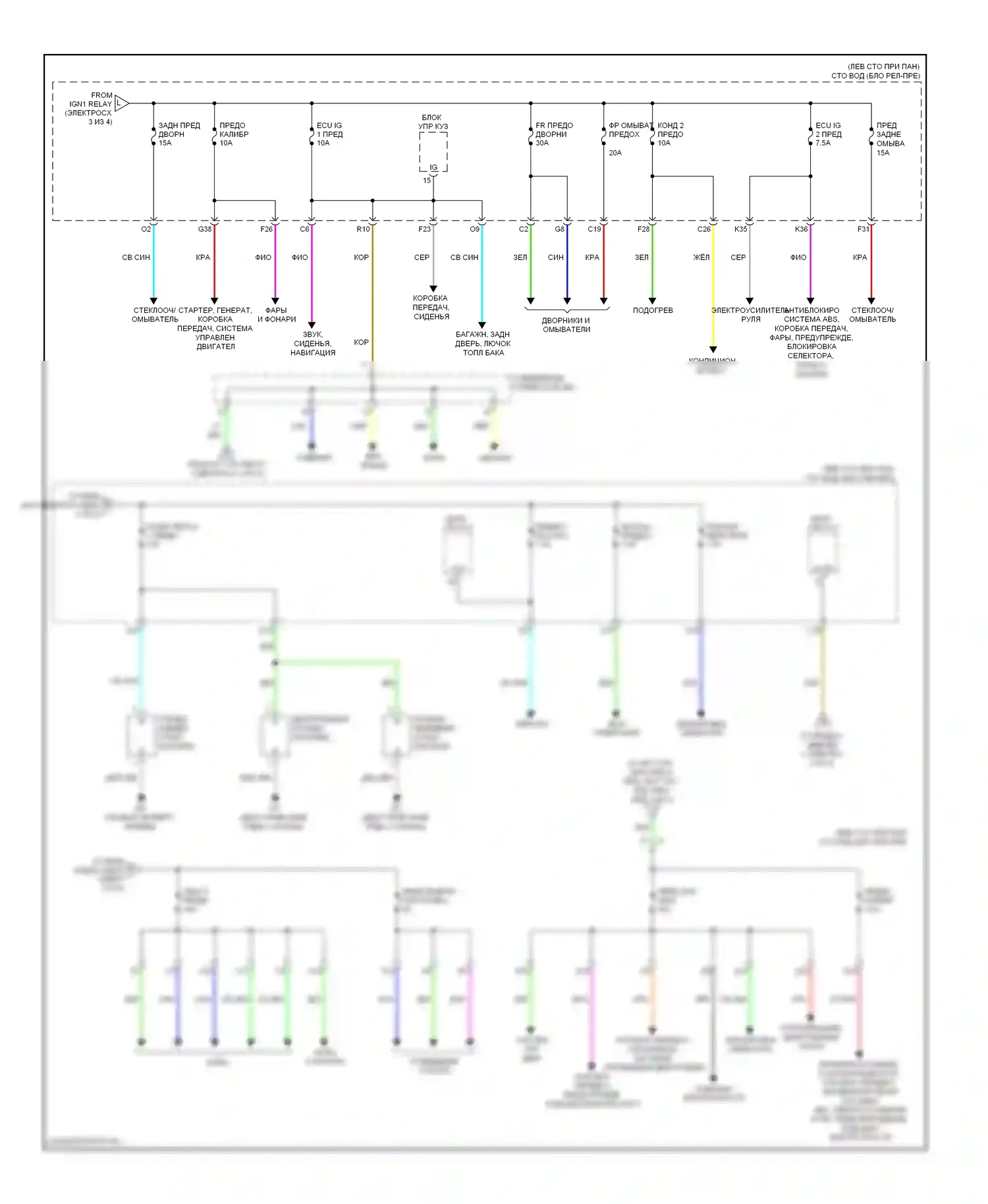 Venza Toyota I (2008-2012): Электросхема блока предохранителей реле (4 из 4) 