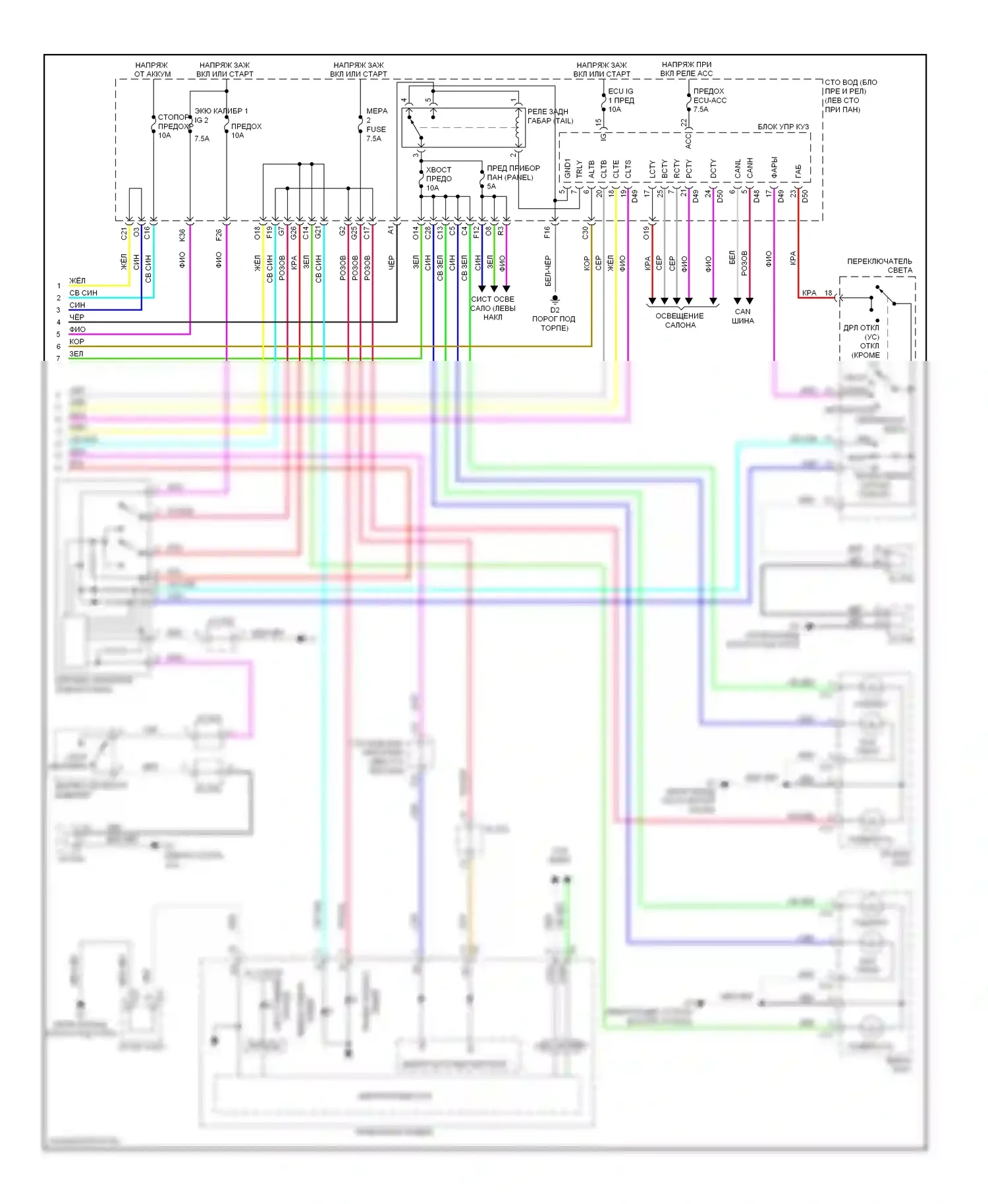 Venza Toyota I (2008-2012): Электросхема фар и фонарей (2 из 2) 
