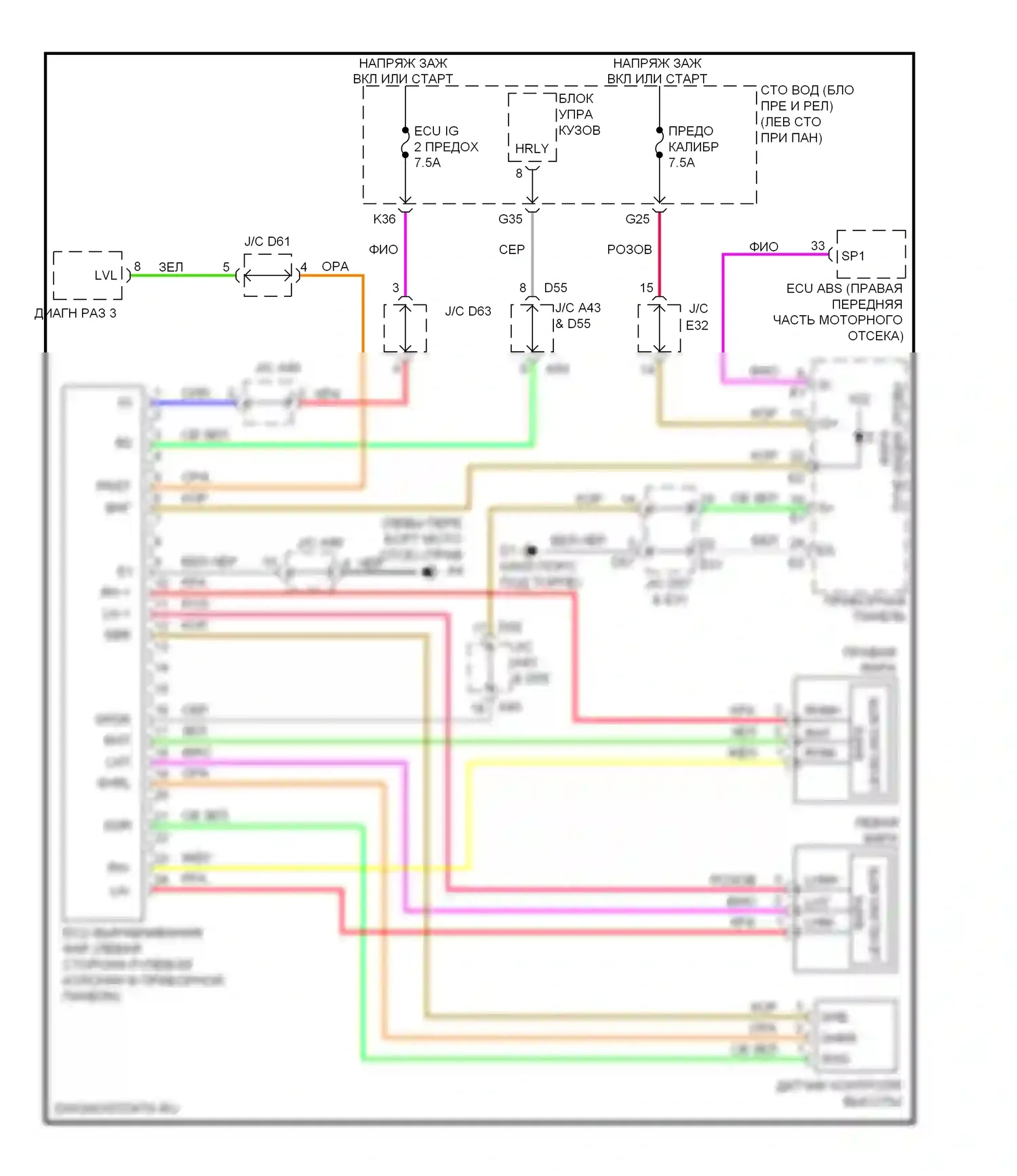 Venza Toyota I (2008-2012): Электросхема регулировки дальнего света фары 