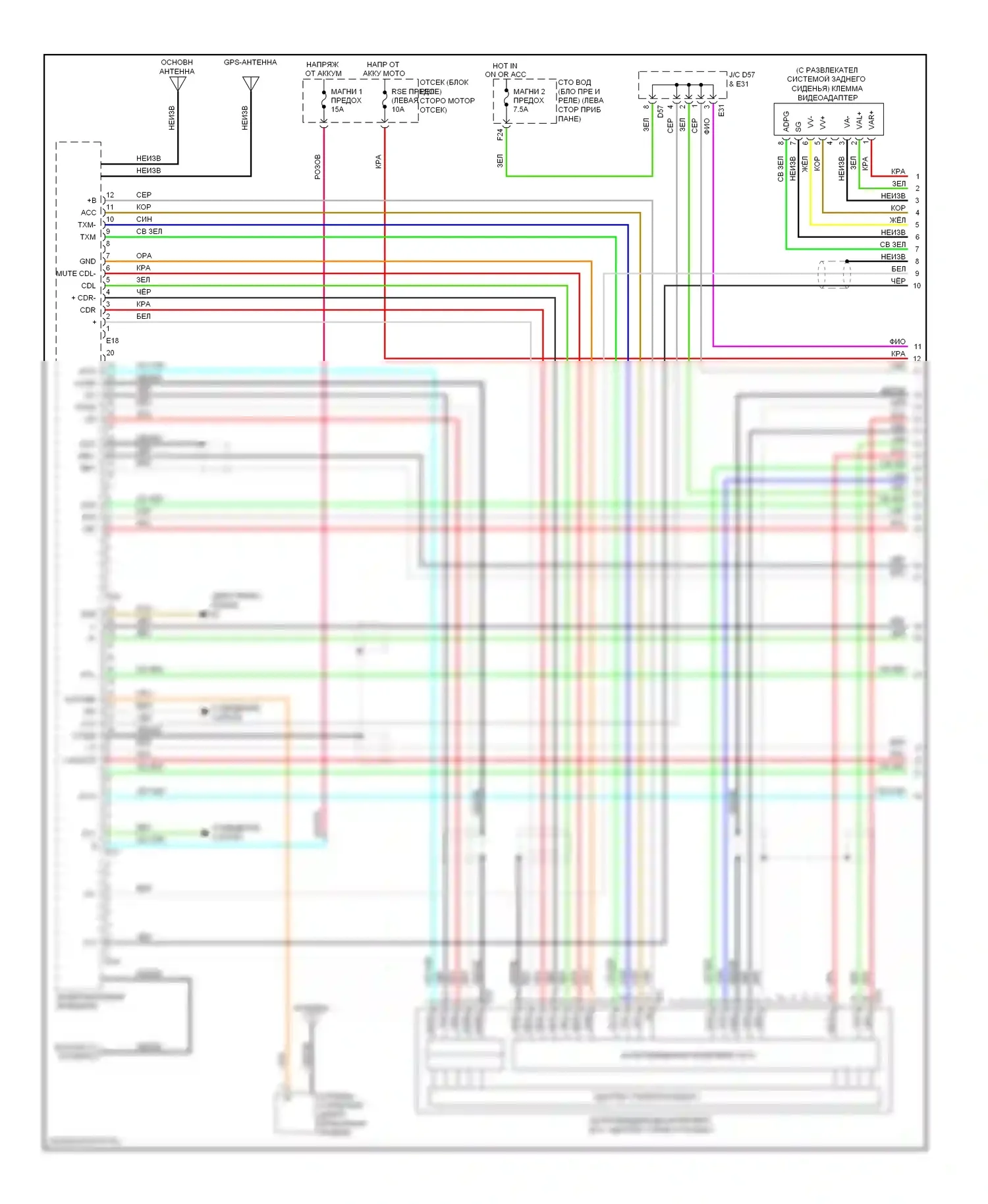 Venza Toyota I (2008-2012): Электросхема системы из 13 динамиков, с навигацией (1 из 4) 