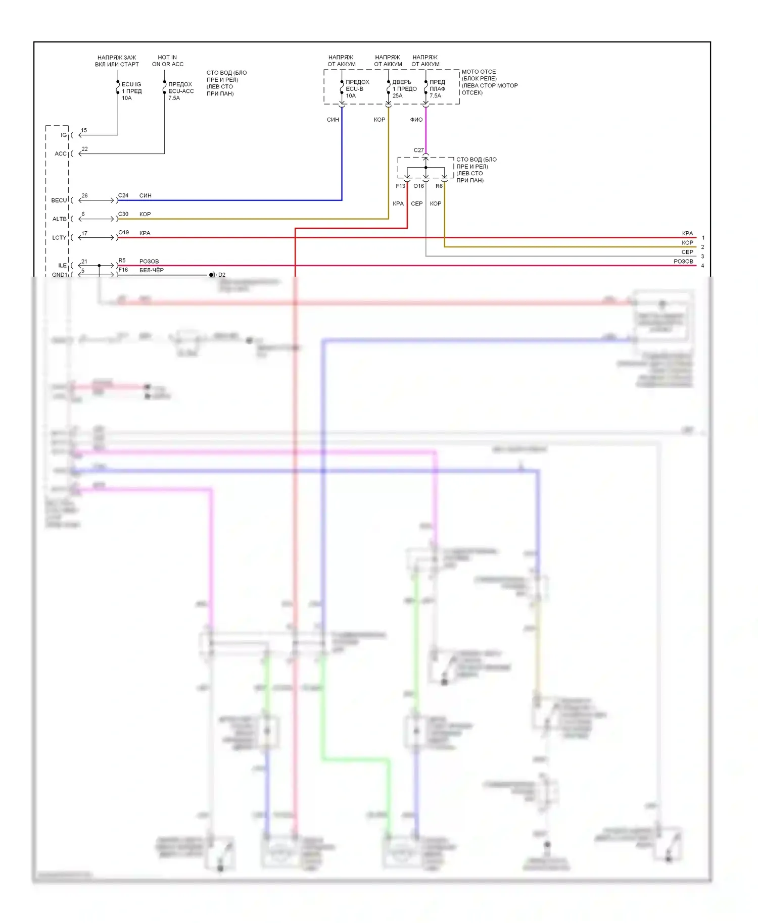 Venza Toyota I (2008-2012): Электросхема освещения салона (1 из 2) 