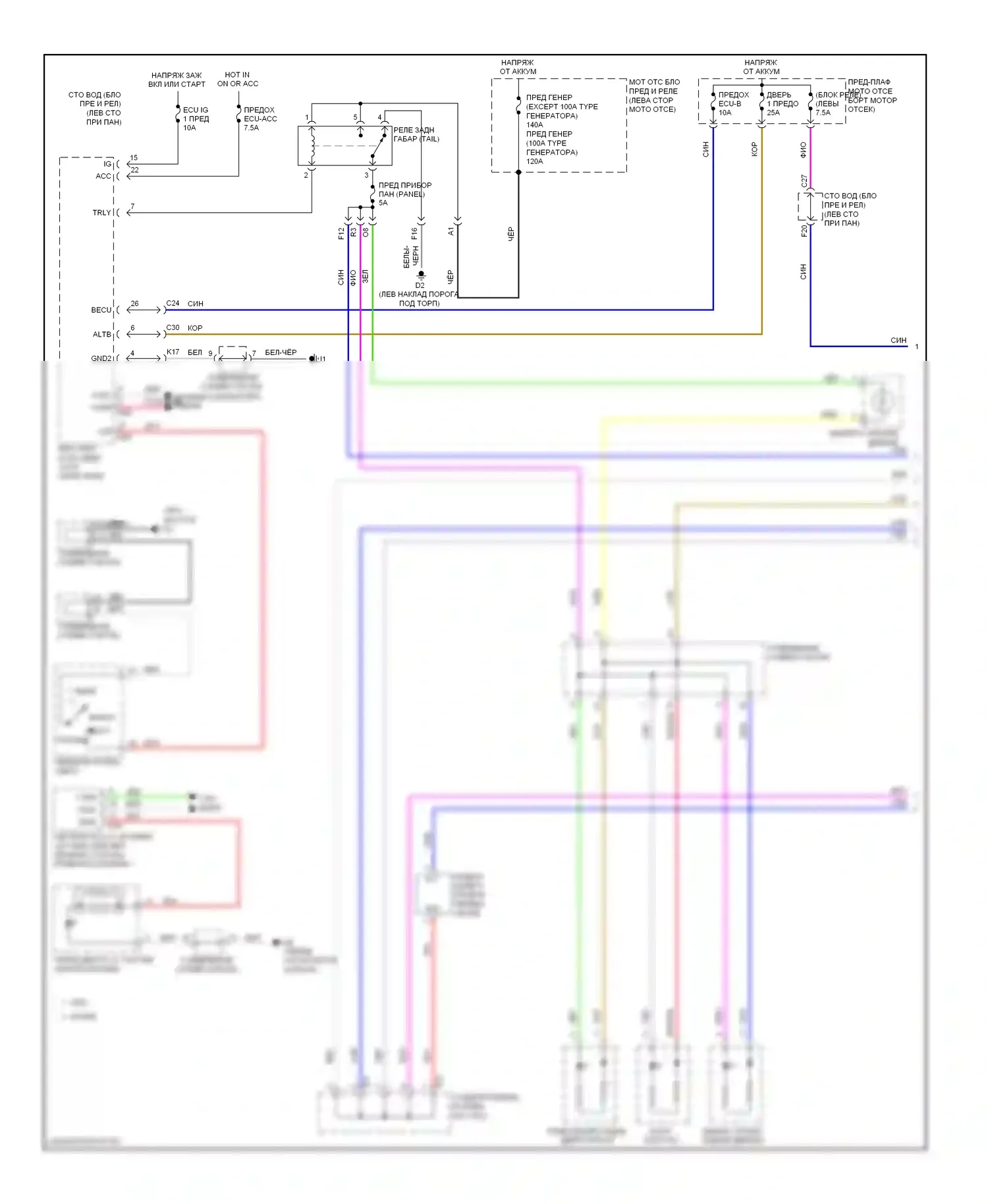 Venza Toyota I (2008-2012): Электросхема подсветки приборной панели (1 из 2) 