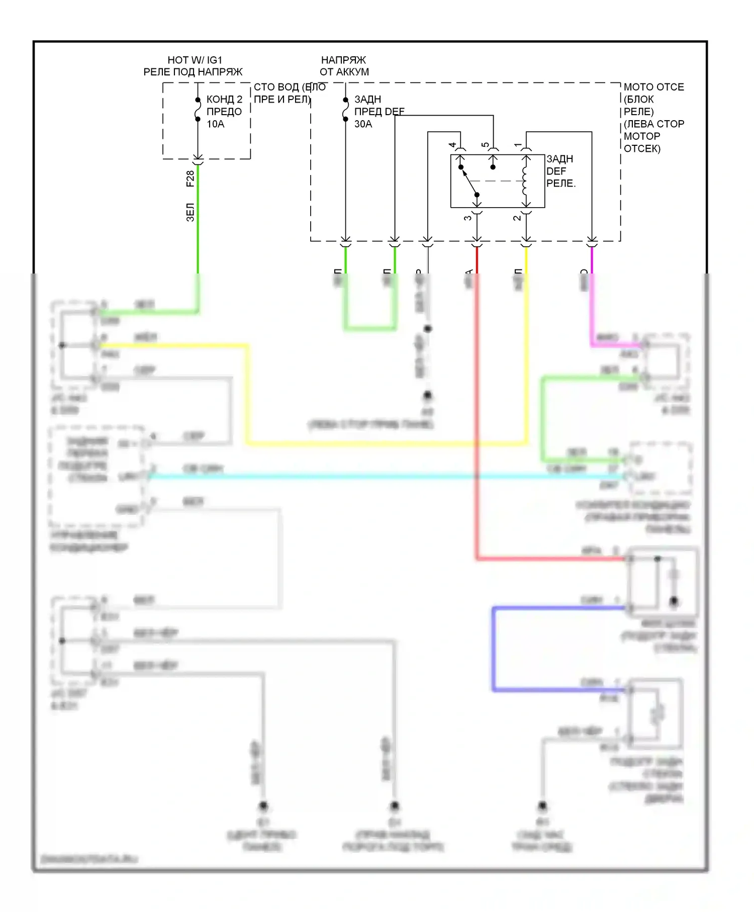 Venza Toyota I (2008-2012): Электросхема заднего подогрева 